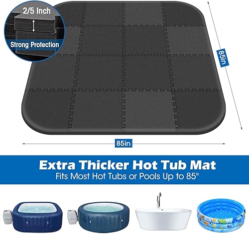 Vista 20 de Tapete redondo de 78 pulgadas para bañera de hidromasaje, almohadilla protectora extra gruesa entrelazada para bañera de hidromasaje, alfombrilla