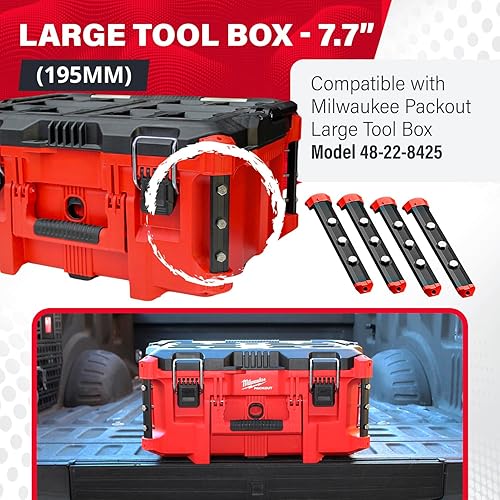 Miniatura 2 de Alpha Rails - Rieles roscados Alpha Engineered compatibles con Milwaukee Packout caja de herramientas grande (7.7 pulgadas (7.677 in), color negro