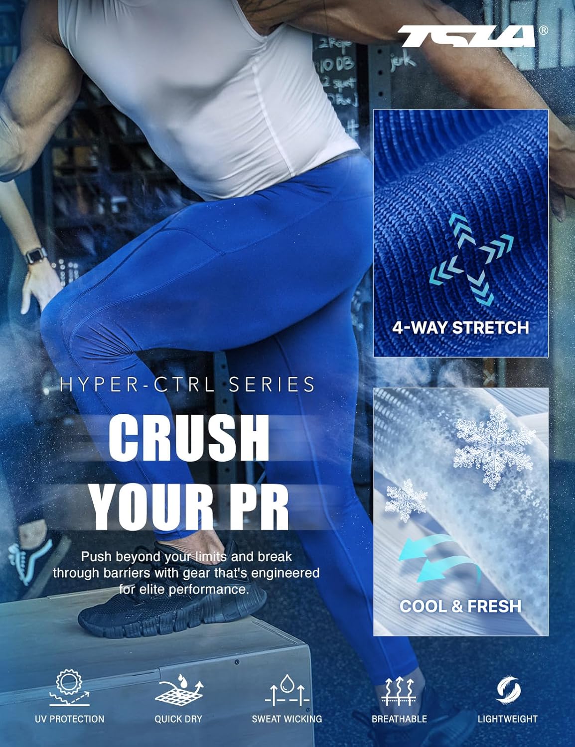 TSLA Men's Compression Pants, Cool Dry Athletic Workout Running Leggings Tights with Pockets - Image 6