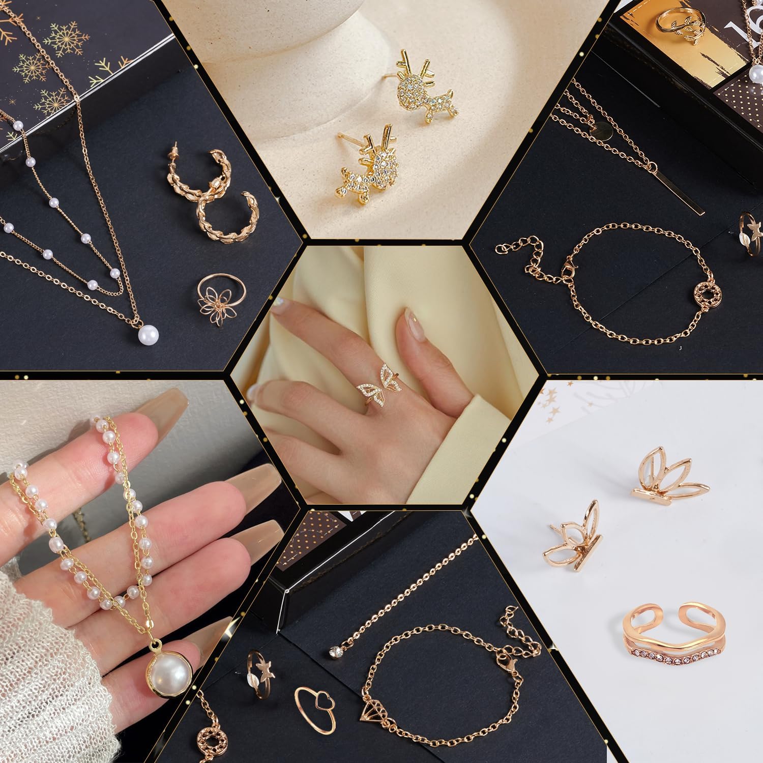 Jewelry Advent Calendar 2025 for Adult Women, 24 Day Christmas Countdown Calendar with Gold Earrings, Necklaces, Bracelets, and Rings, Christmas Surprise Gift for Wife Friends - Image 4