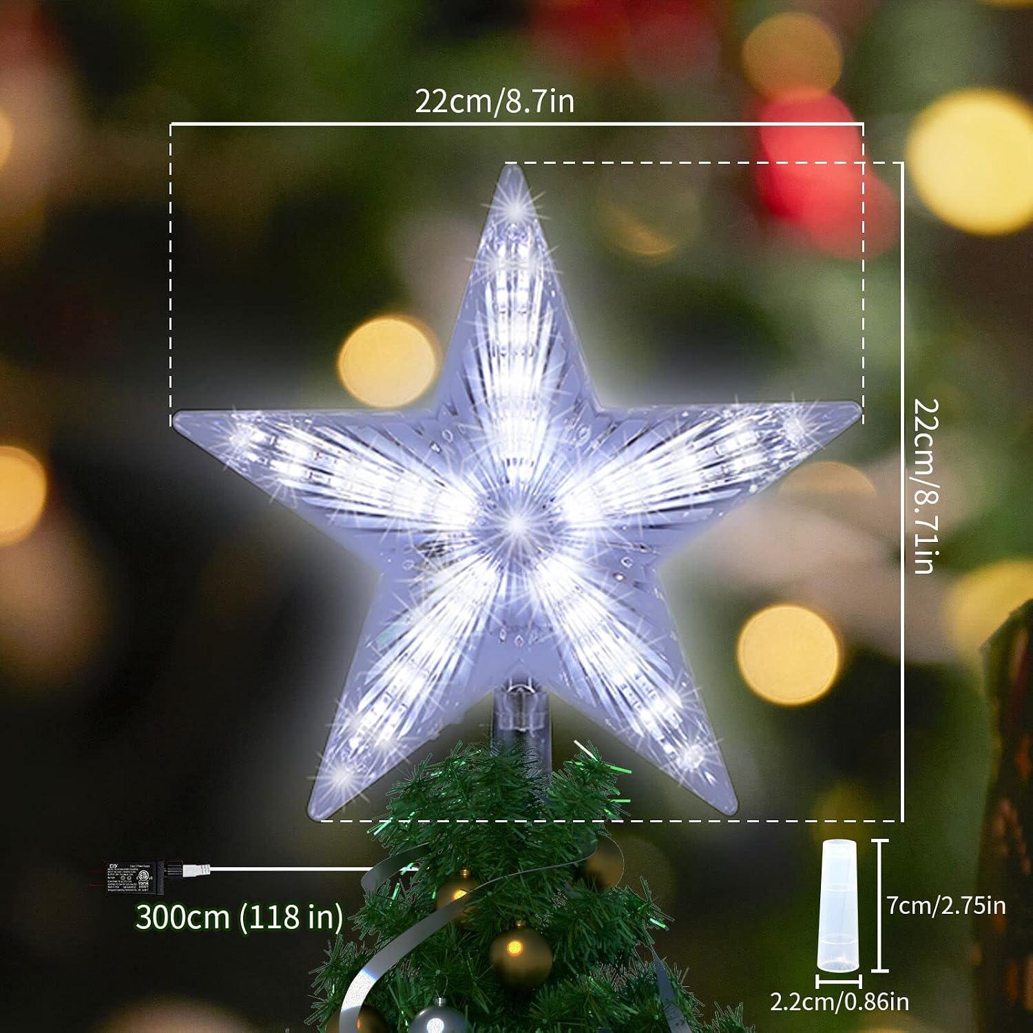 LAMPHOME Christmas Tree Topper DG (8.3 Inch 31 LED Twinkling White)