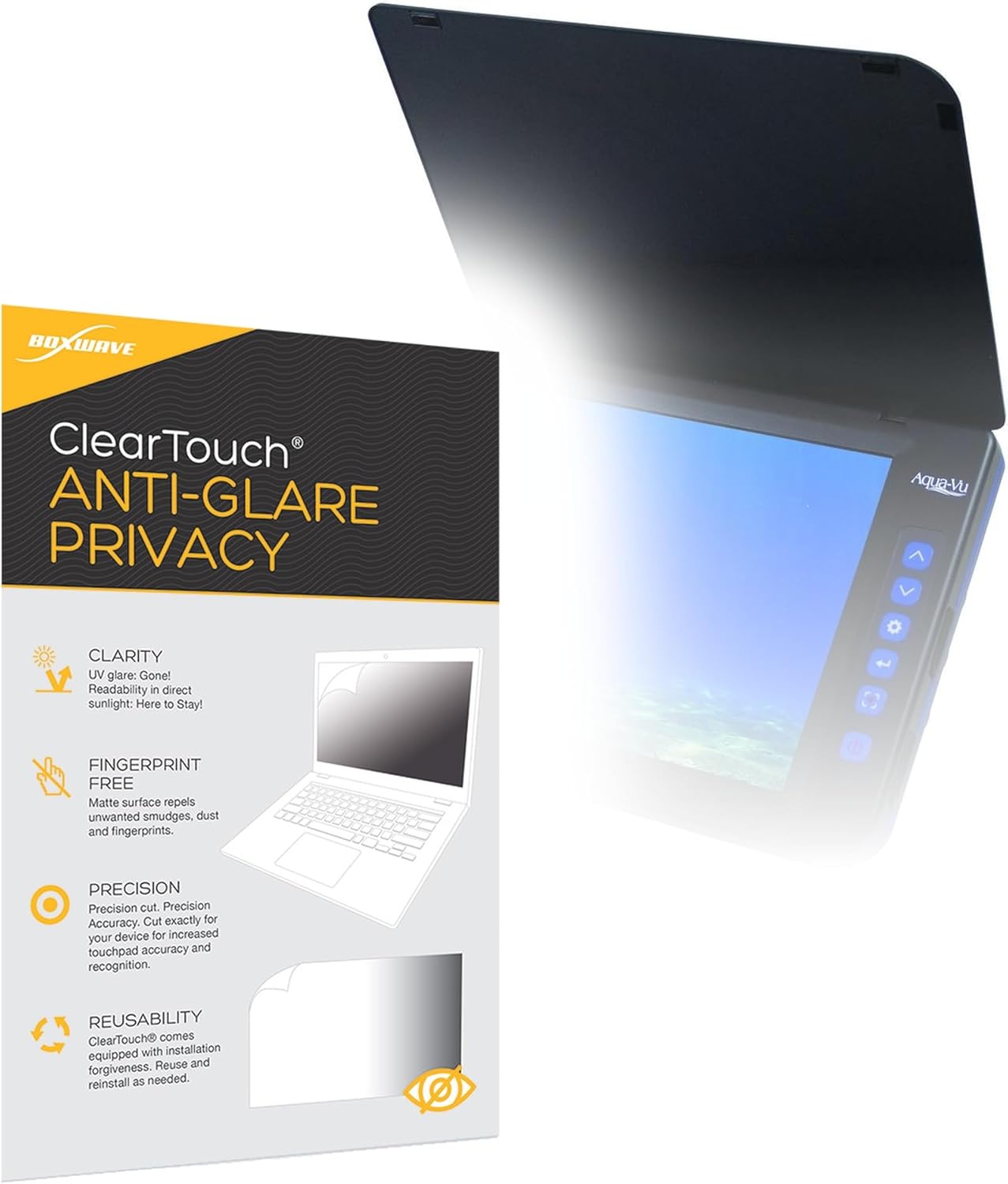 BoxWave Screen Protector Compatible with Aqua-Vu AV822 HD - ClearTouch Anti-Glare Privacy (2-Pack), Privacy Screen Protector Flexible Film Anti-Glare