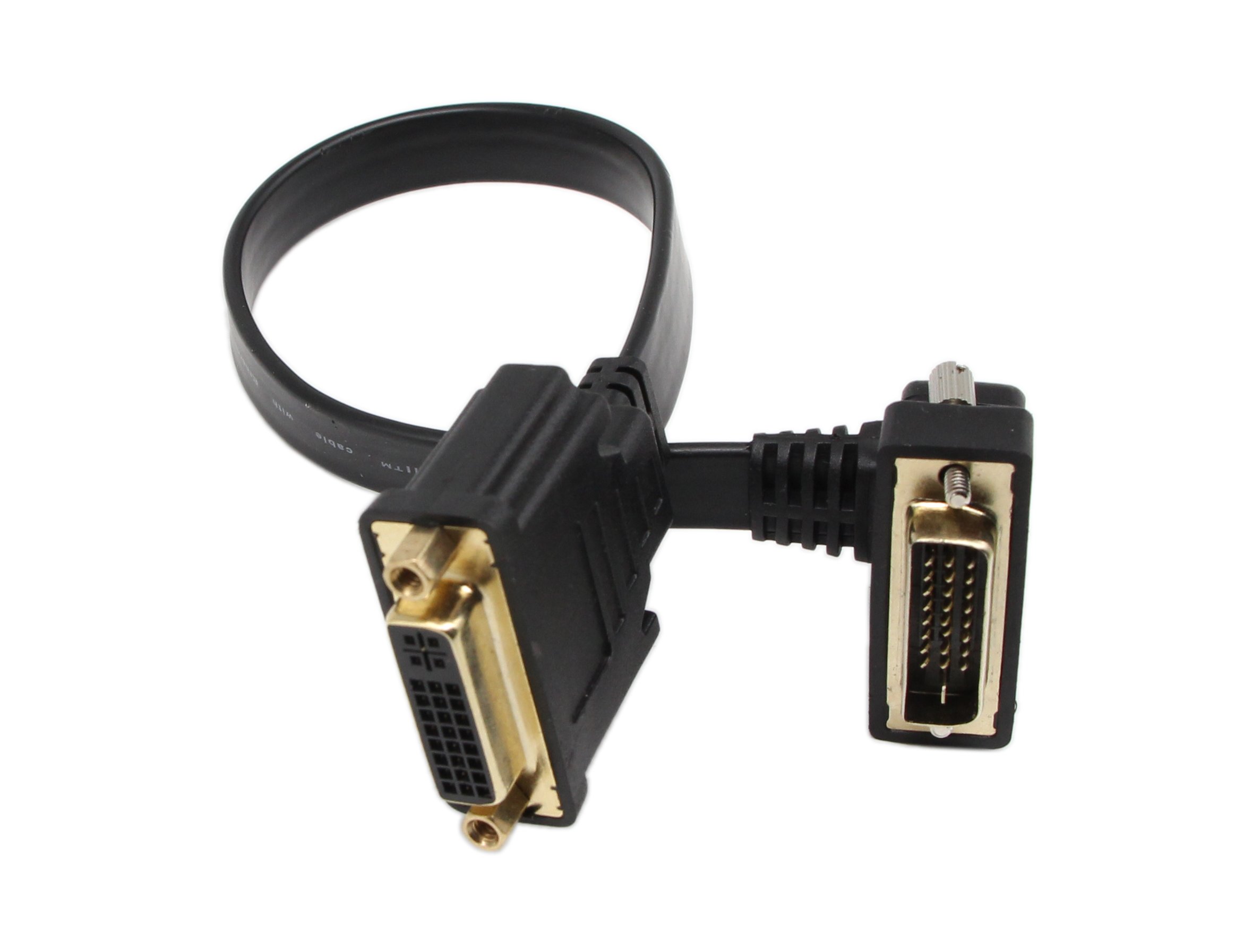 Cavo prolunga DVI, 0,3 m piatto Slim DVI-D Dual Link 24 + 1 video digitale angolo 90 gradi maschio a DVI femmina cavo di prolunga