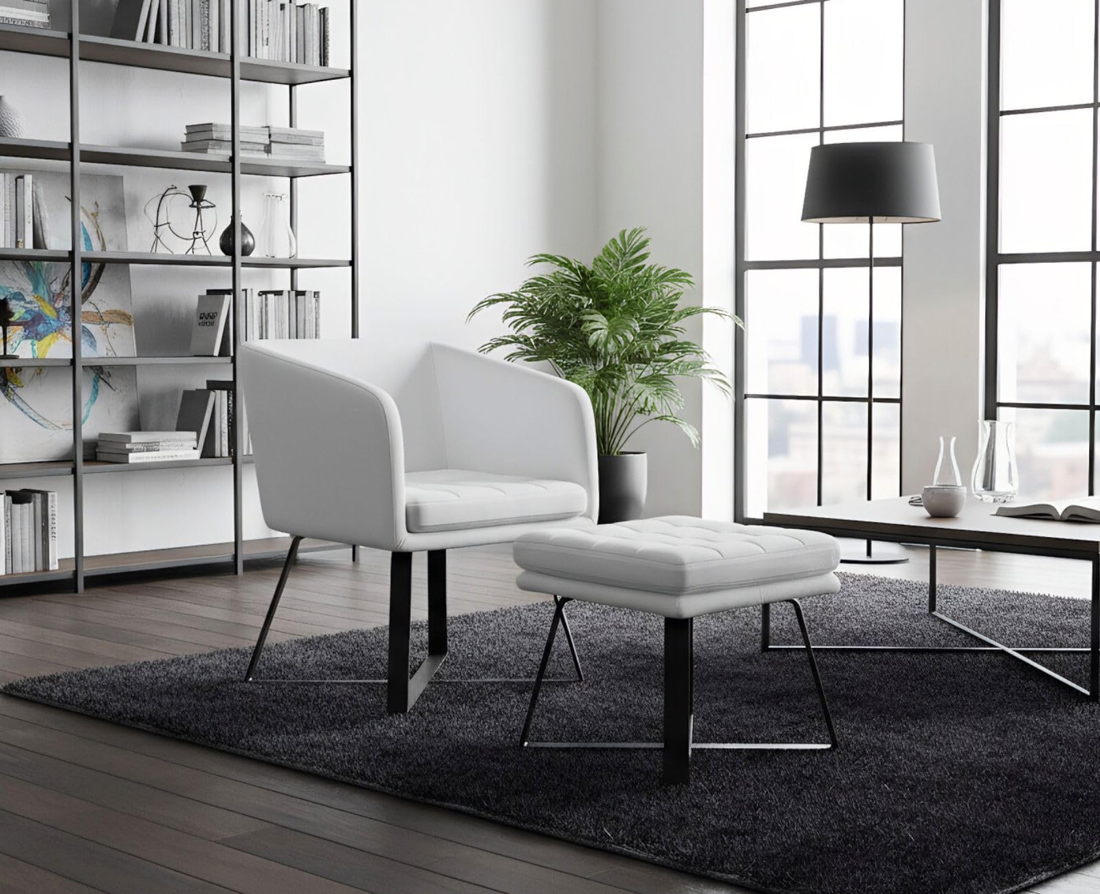 chairus Fauteuil de Salon avec Repose-Pied, Fauteuil Relax avec Pieds en Métal, Chaise Scandinave en Velours pour Salon, Chambre, Beige