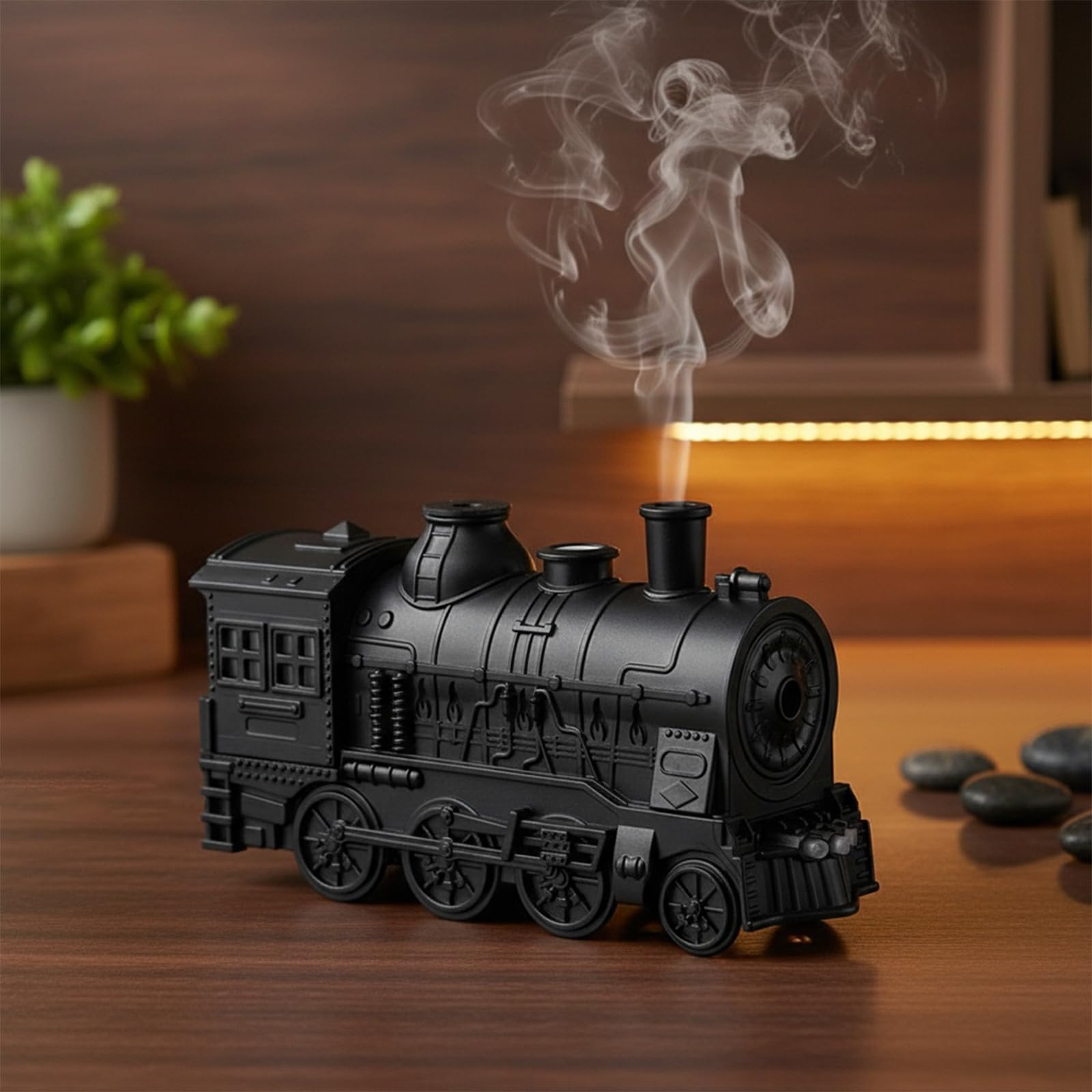 Retro Train Olejek Aroma Dyfuzor Ultradźwiękowe Nawilżacze (Czarny UK)