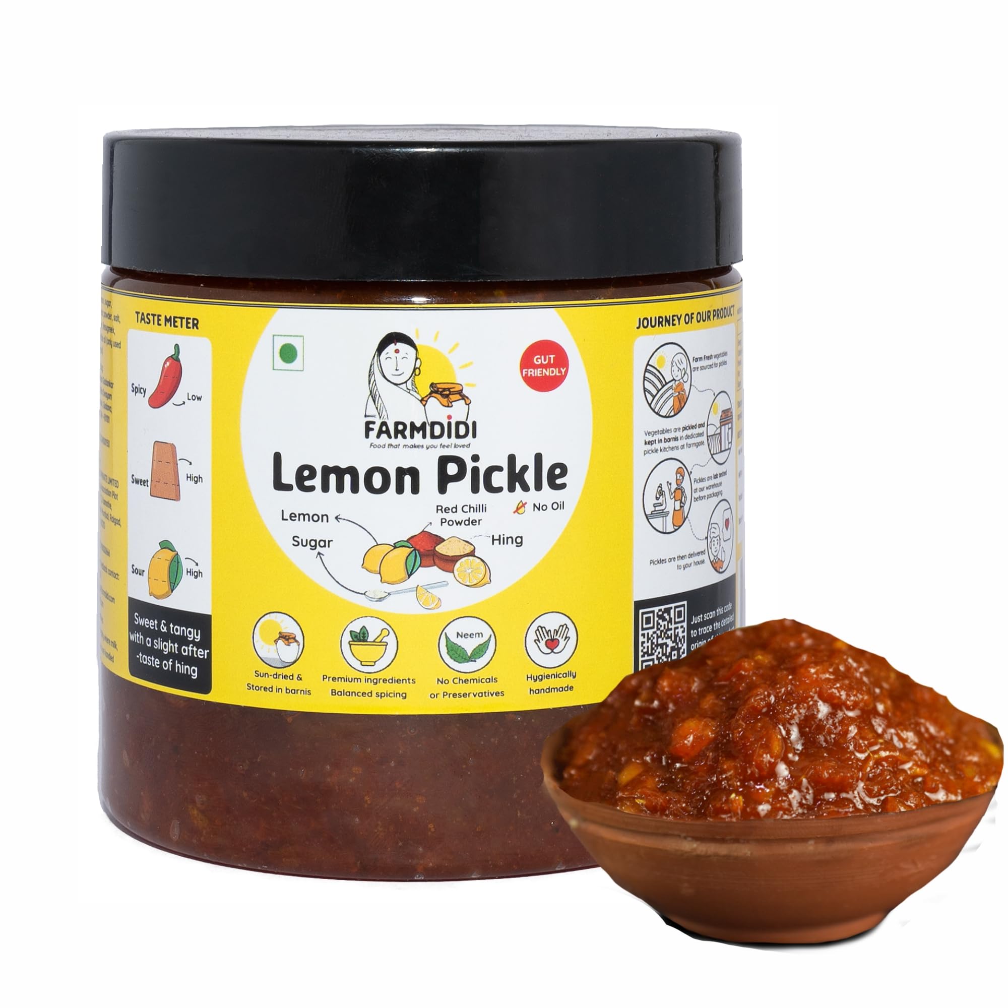 Farm Didi Khatta Meetha Crushed Lemon Pickle 325G|Homemade Nimbu Achar With No Onion Or Garlic|Traditional Indian Home Made Oil Free Nimbu Ka Aachar With Grandmas Taste|Lemon Chunda Sweet Pickle (B0C1S8V9MV) Amazon Price History, Amazon Price Tracker