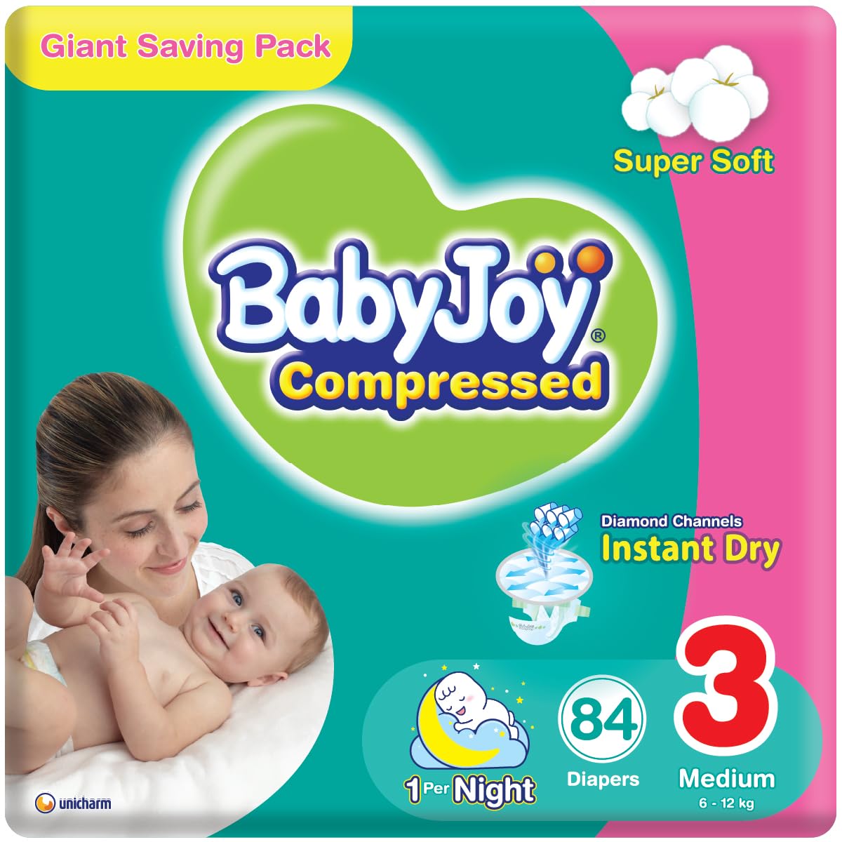 Diaper Size 3 Medium 6-12kg Giant Pack 84pcs