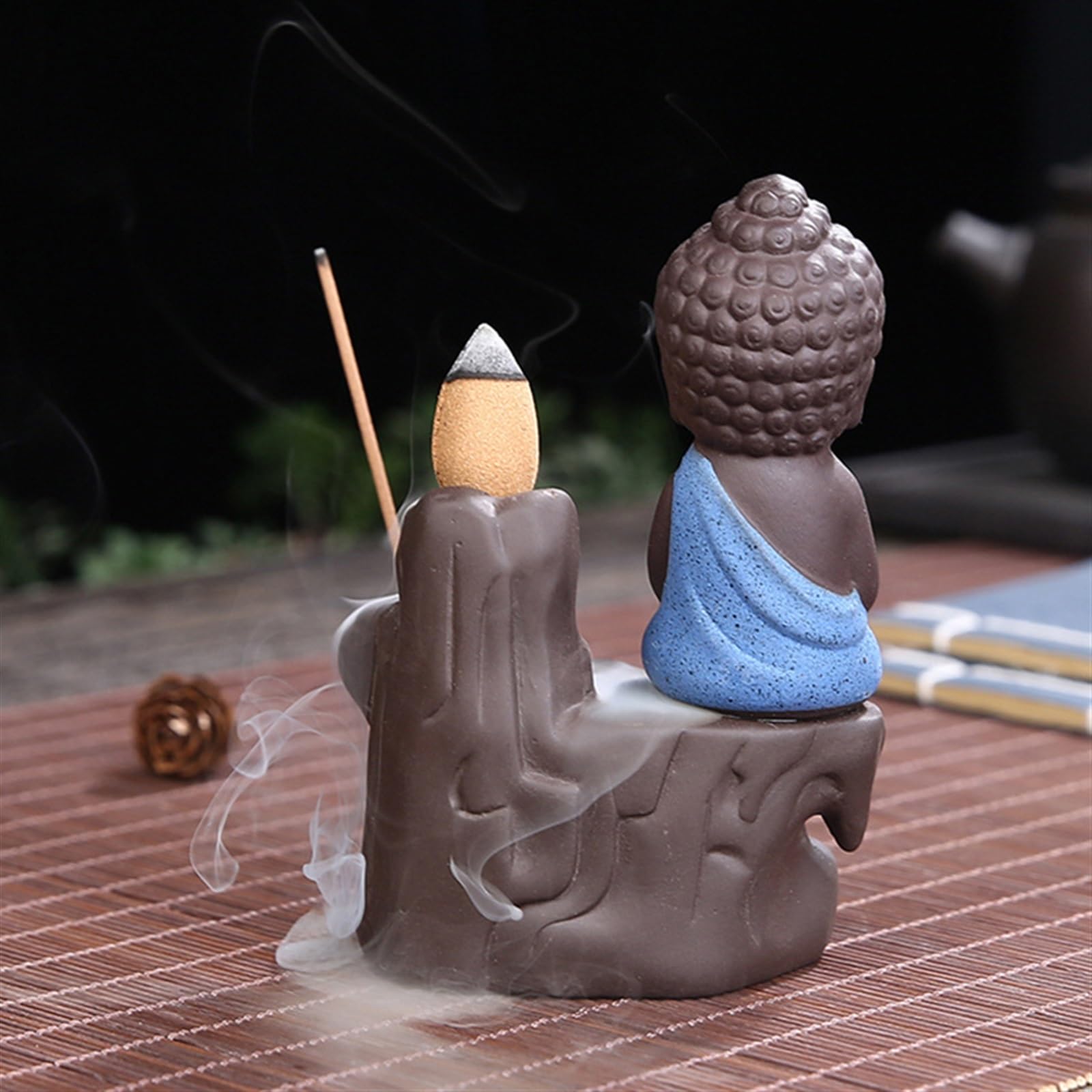 Bruciatore di incenso Creativo Bruciatore di Incenso Fumo Cascata il Piccolo Monaco Piccolo Buddha Bruciatore di Incenso Titolare Censer Casa Decorazioni Da Tavola Artigianato Portaincenso(A)