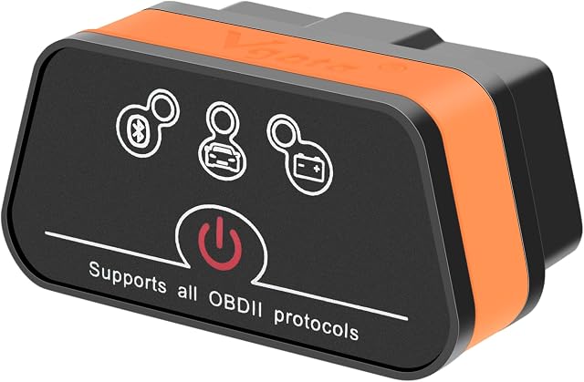 Vgate OBD2 Outil de numérisation Bluetooth, ELM327 Bluetooth OBDII Scanner diagnostique, lecteur de code de voiture automatique, scanner de code par défaut de véhicule pour Android & iOS Version mise à jour du sommeil automatique (Orange)