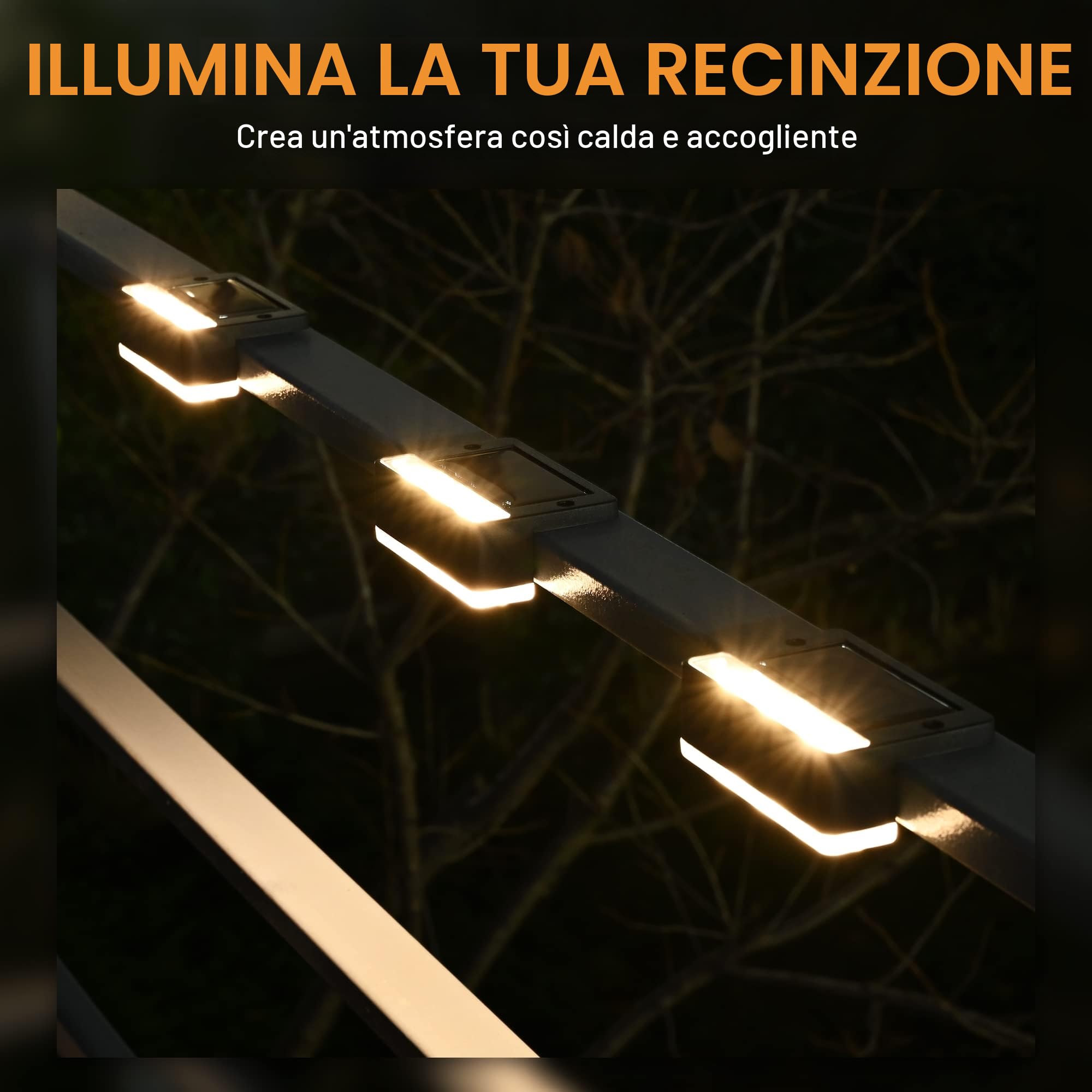 Solpex Lampade solari per esterni, 12 pezzi, luce bianca calda, luci solari impermeabili, illuminazione a LED per scale esterne, decorazione