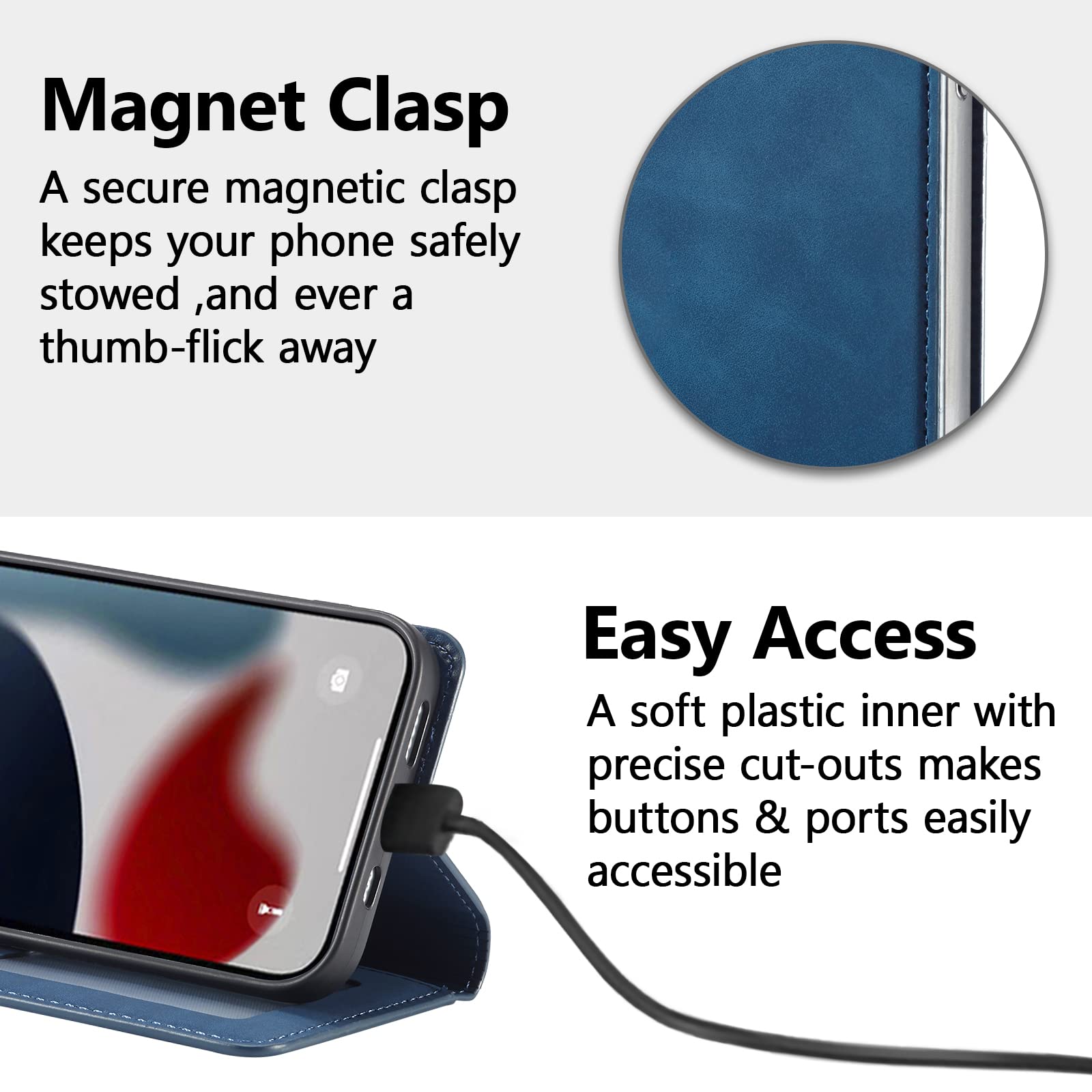 EYZUTAK Custodia per iPhone 13 da 6.1 pollici, custodia a portafoglio