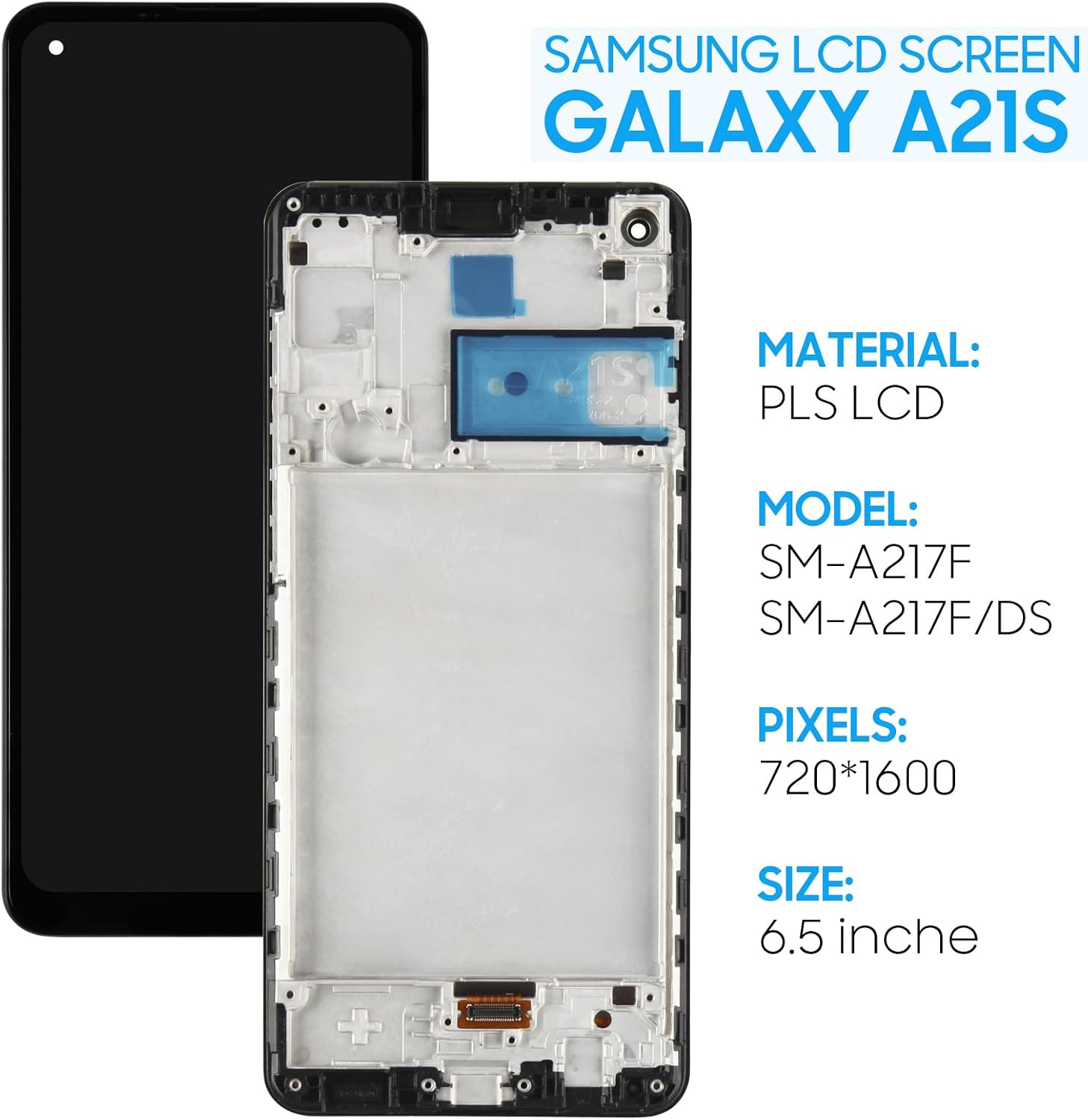 Yondista for Samsung Galaxy A21s LCD Display SM-A217F SM-A217F/DS SM-A217M SM-A217M/DS SM-A217N Screen Replacement Touch Digitizer Assembly(Black with Frame)