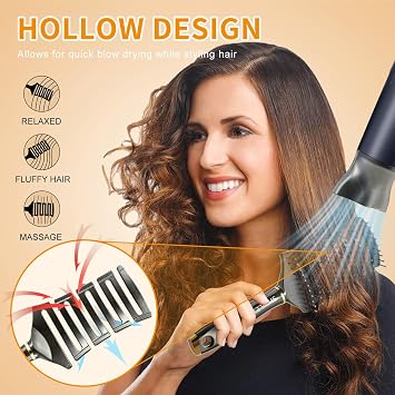 SHINLEA Curved Detangling Brush for Curly Hair, Professional Vented Anti-Tangle Brush for Wet & Dry, Ideal for Textured 2A to 4C Hair and Thick Blow Drying