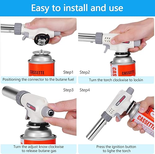 Miniatura 5 de Paquete de 2 potentes antorchas de cocina - Antorcha de cocina culinaria, Sous Vide, encendedores de carbón, iniciador de fogata, lanzallamas para