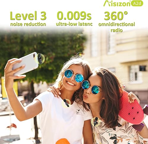 Miniatura 6 de Aisizon Micrófonos inalámbricos, micrófonos inalámbricos con clip, micrófono de solapa A2d un par dos, para teléfono Android, iPhone, laptop,