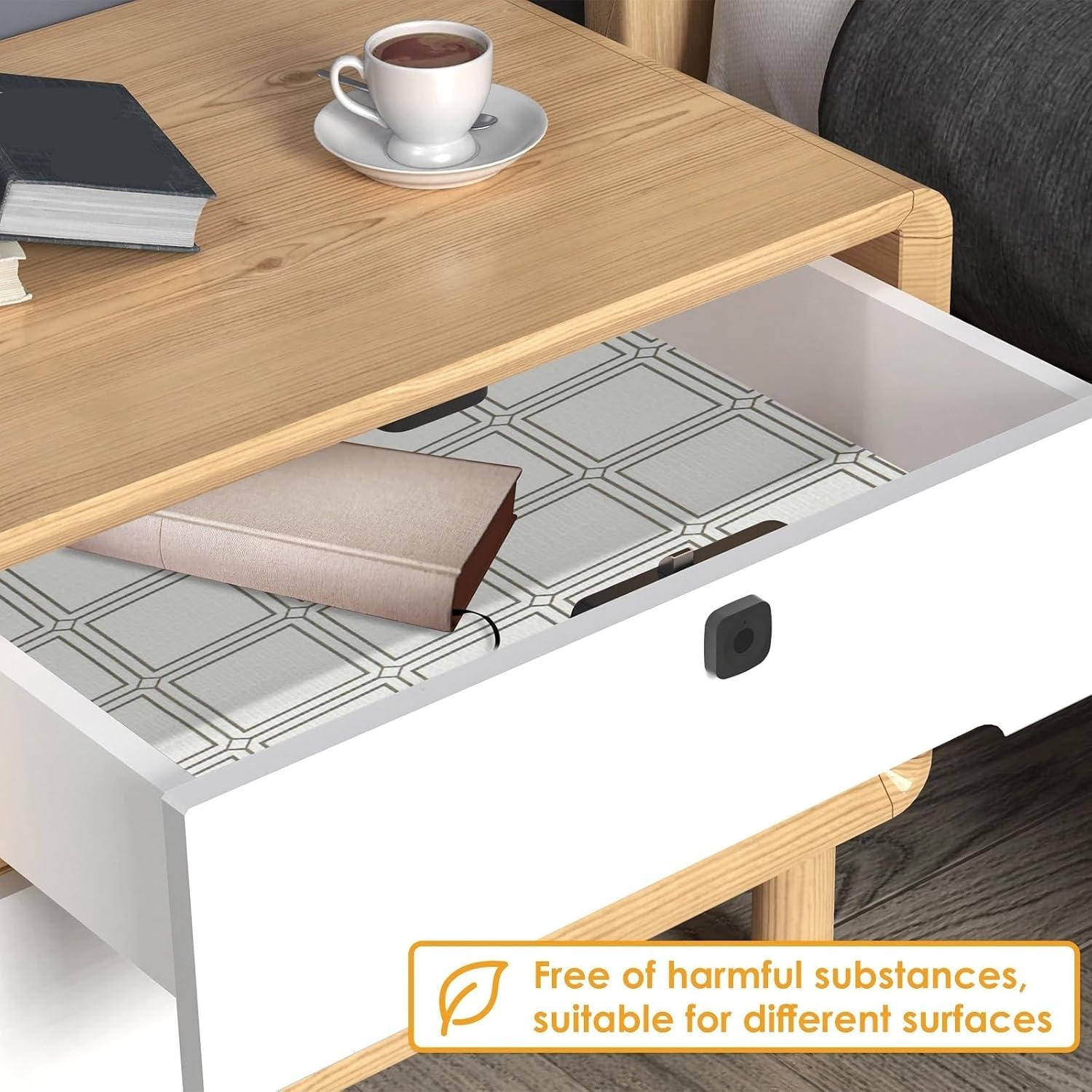 Shelf Liner PVC Non Slip Kitchen Cabinet Waterproof Fridge Easy Placemats Stick Drawer for Shelves(M)