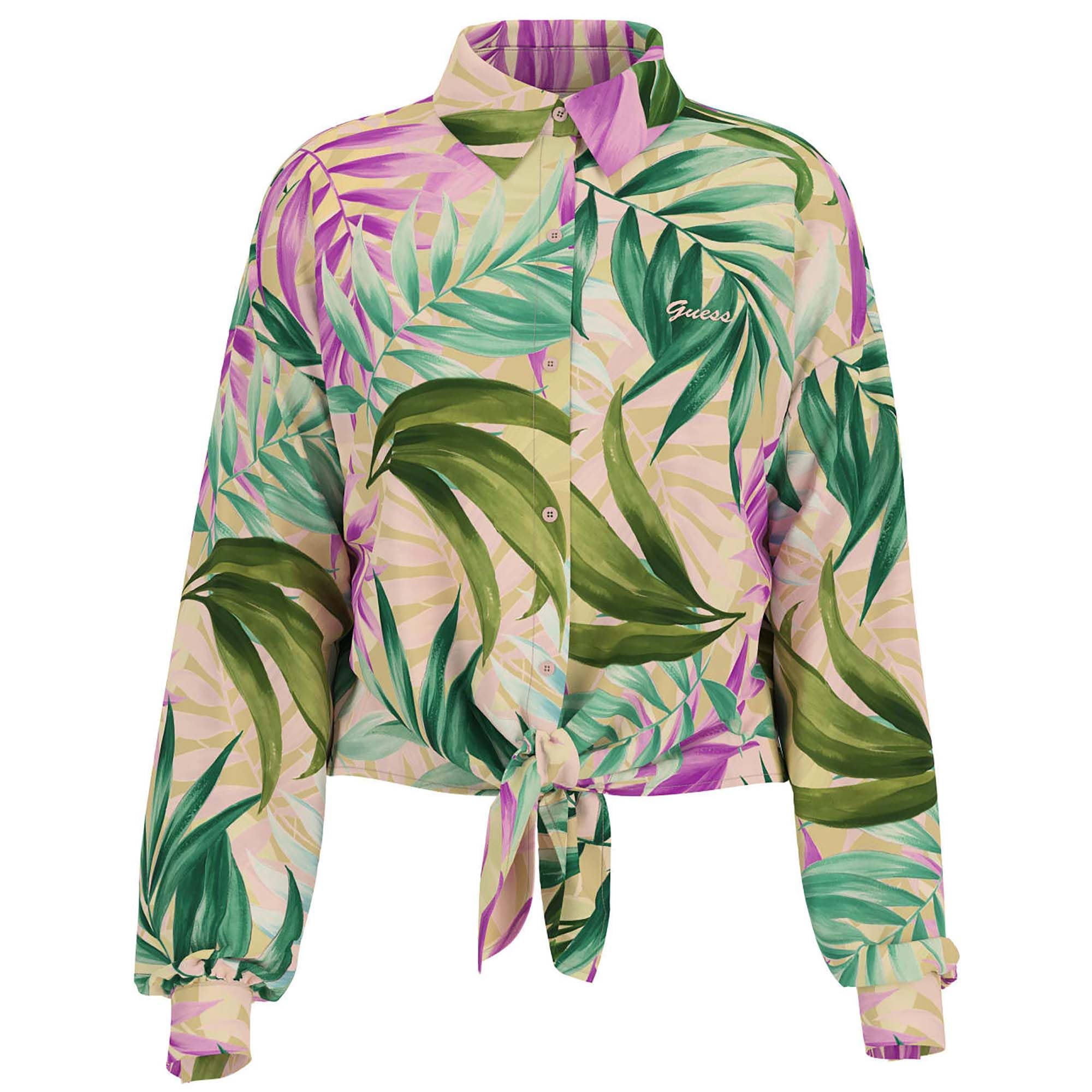 GUESS Women's Eco Long Sleeve Bowed Jun Shirt