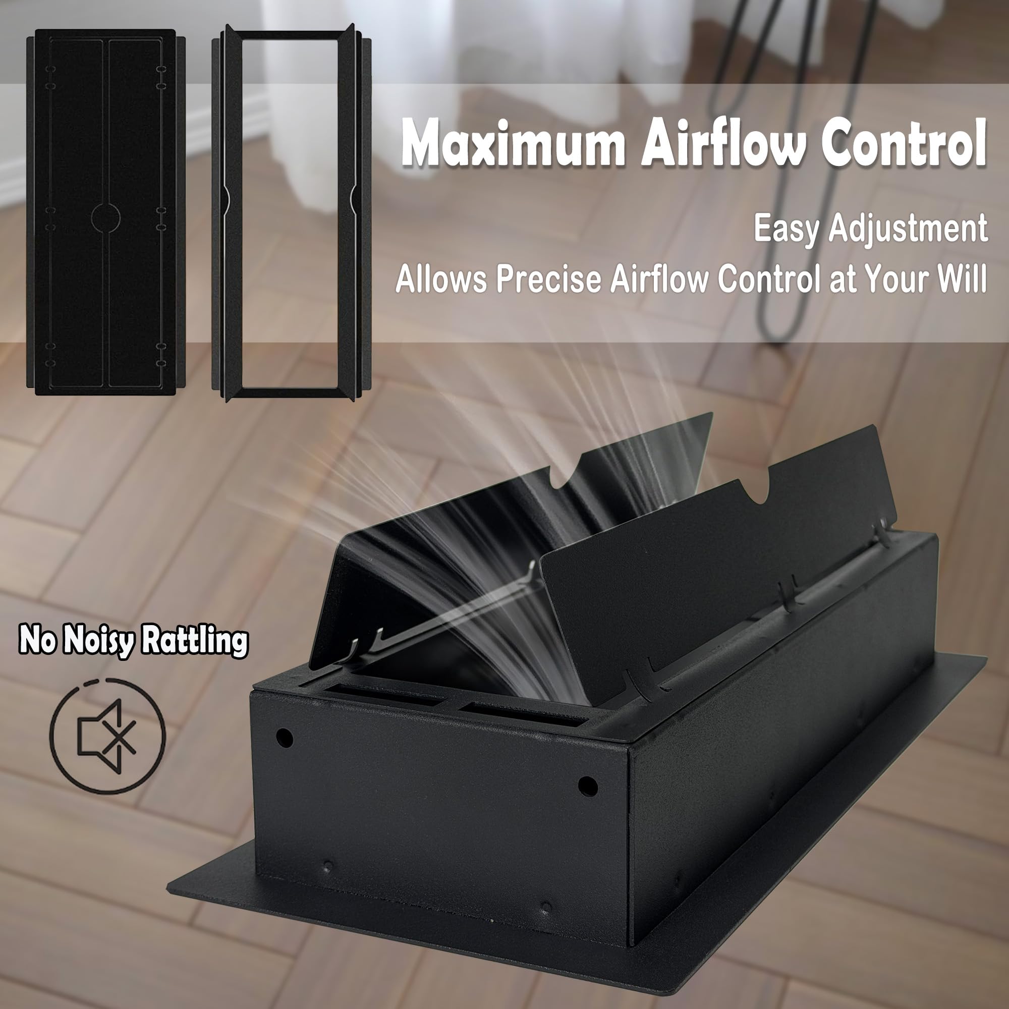 Paquete de 3 rejillas de ventilación de piso de 4 x 10 pulgadas, de acero resistente, rejillas de ventilación decorativas para azulejos, madera, para aire acondicionado y calefacción, diseño moderno
