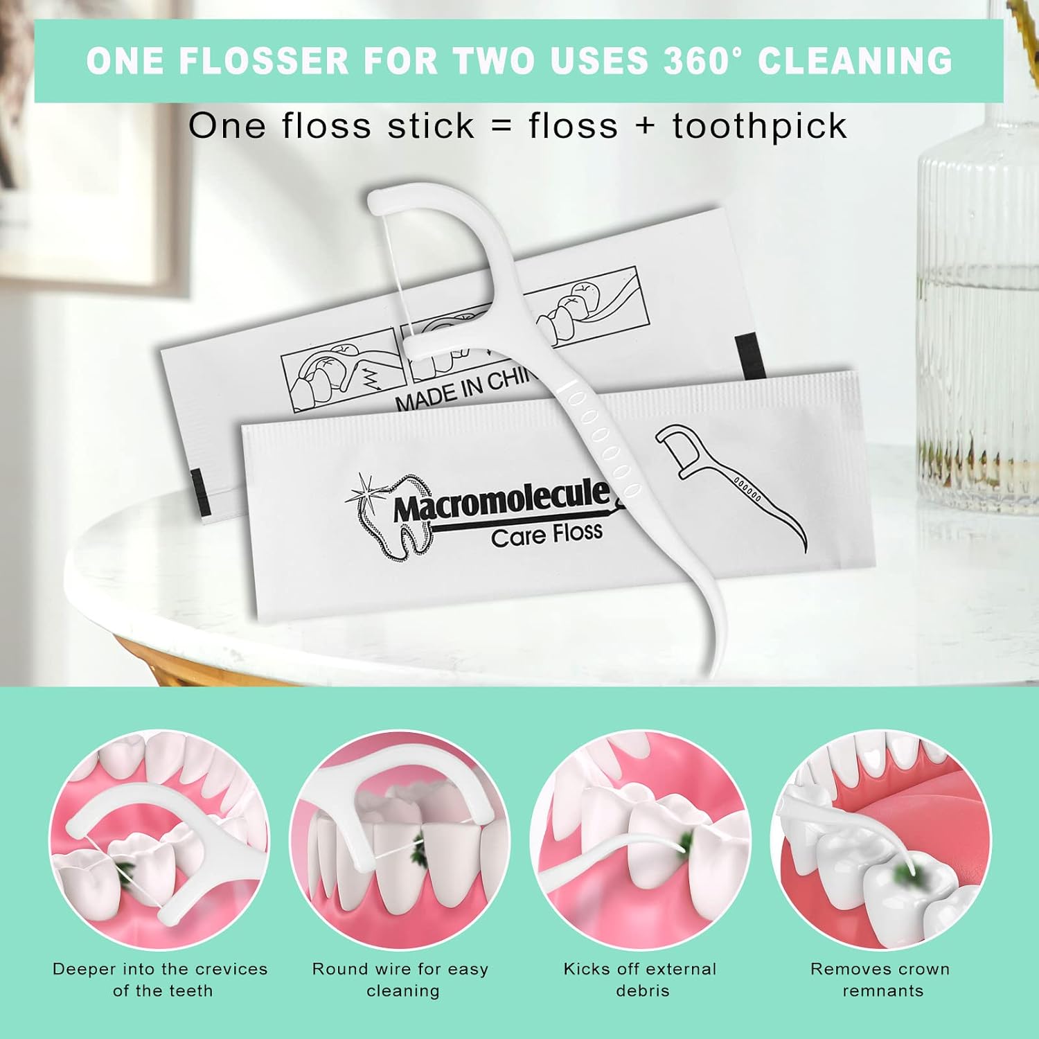 Dental Floss Picks Individually Wrapped, Travel Dental Floss, Unflavored Floss Picks, Dental Flossers, Floss Sticks, Tooth Floss, Dental Picks Disposable (600 Count)