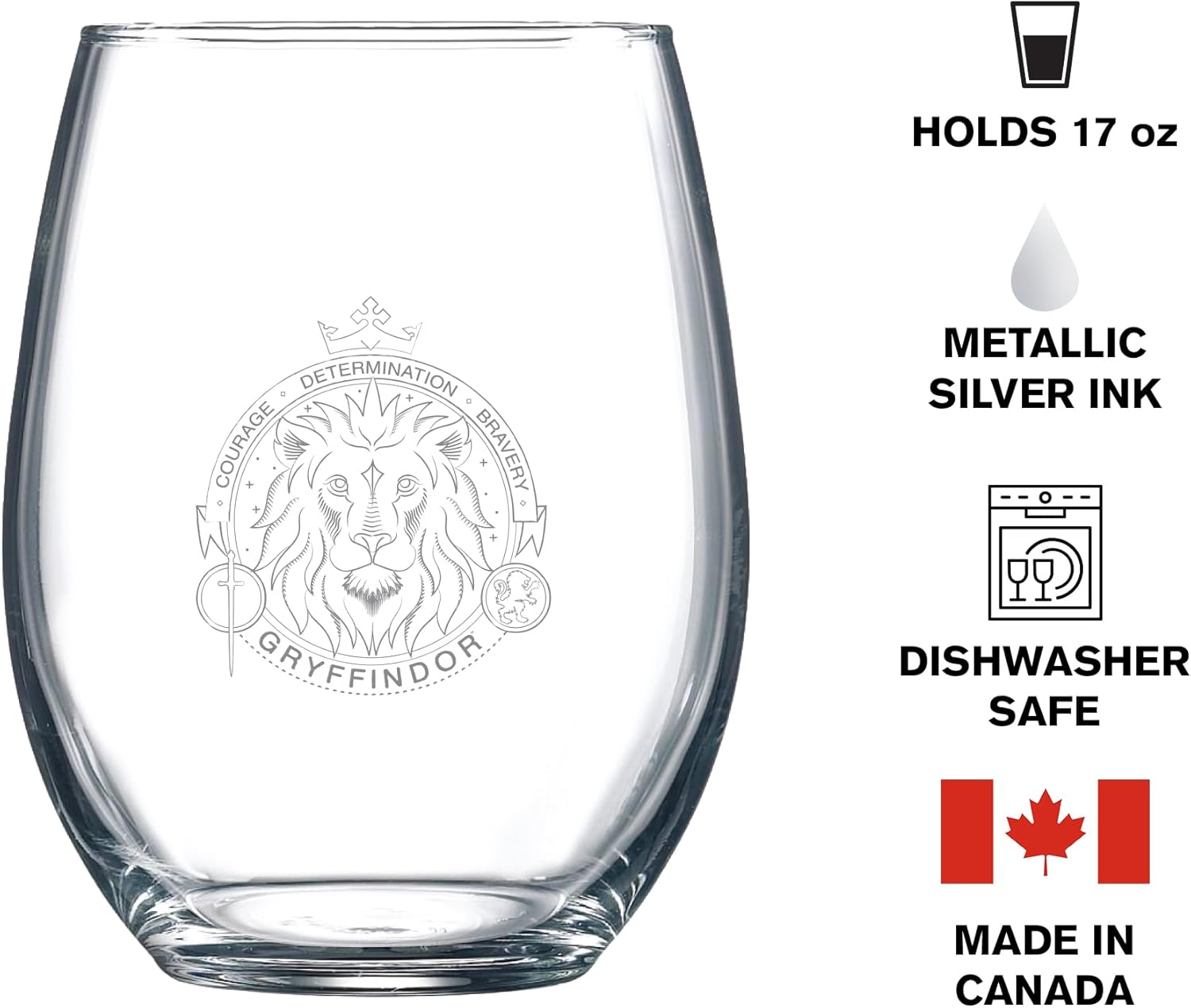 Katalyst Harry Potter Stemless Wine Glasses Gryffindor and Hufflepuff 17 Oz - 2 Pack