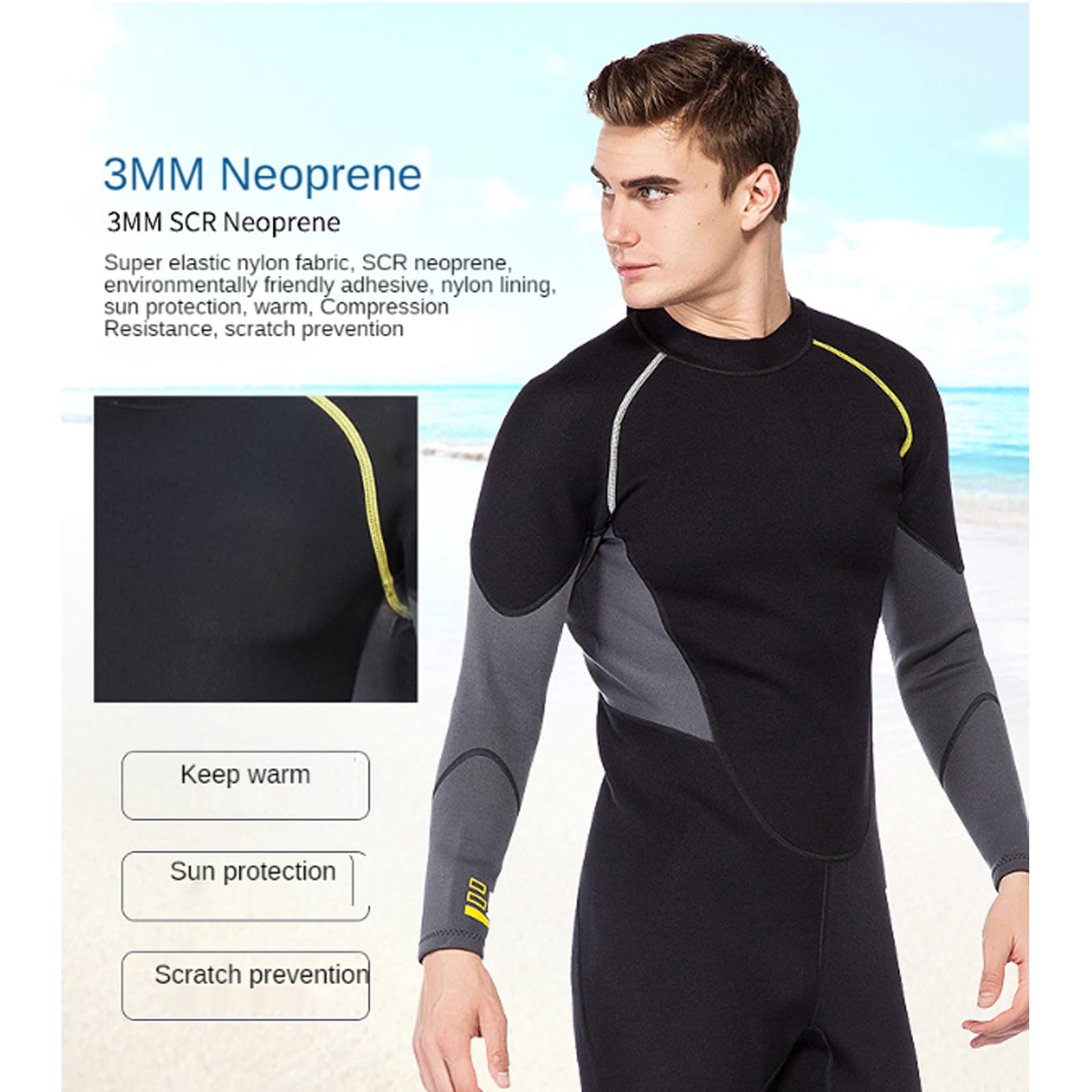 Muta da Sub Muta all-in-One da 3 Mm in Neoprene Premium Ad Alta Elasticità Tuta da Snorkeling da Surf per Adulti