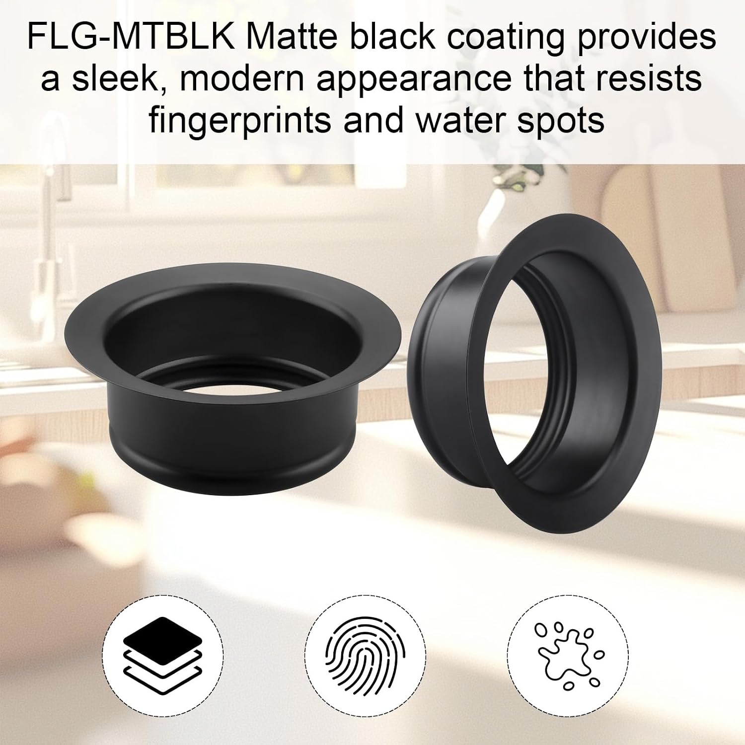 Black Garbage Disposal Sink Flange Kitchen Sink Flange for InSinkErator Garbage Disposal FLG-MTBLK,3-1/2 Inch Universal Sink Garbage Disposal Flange