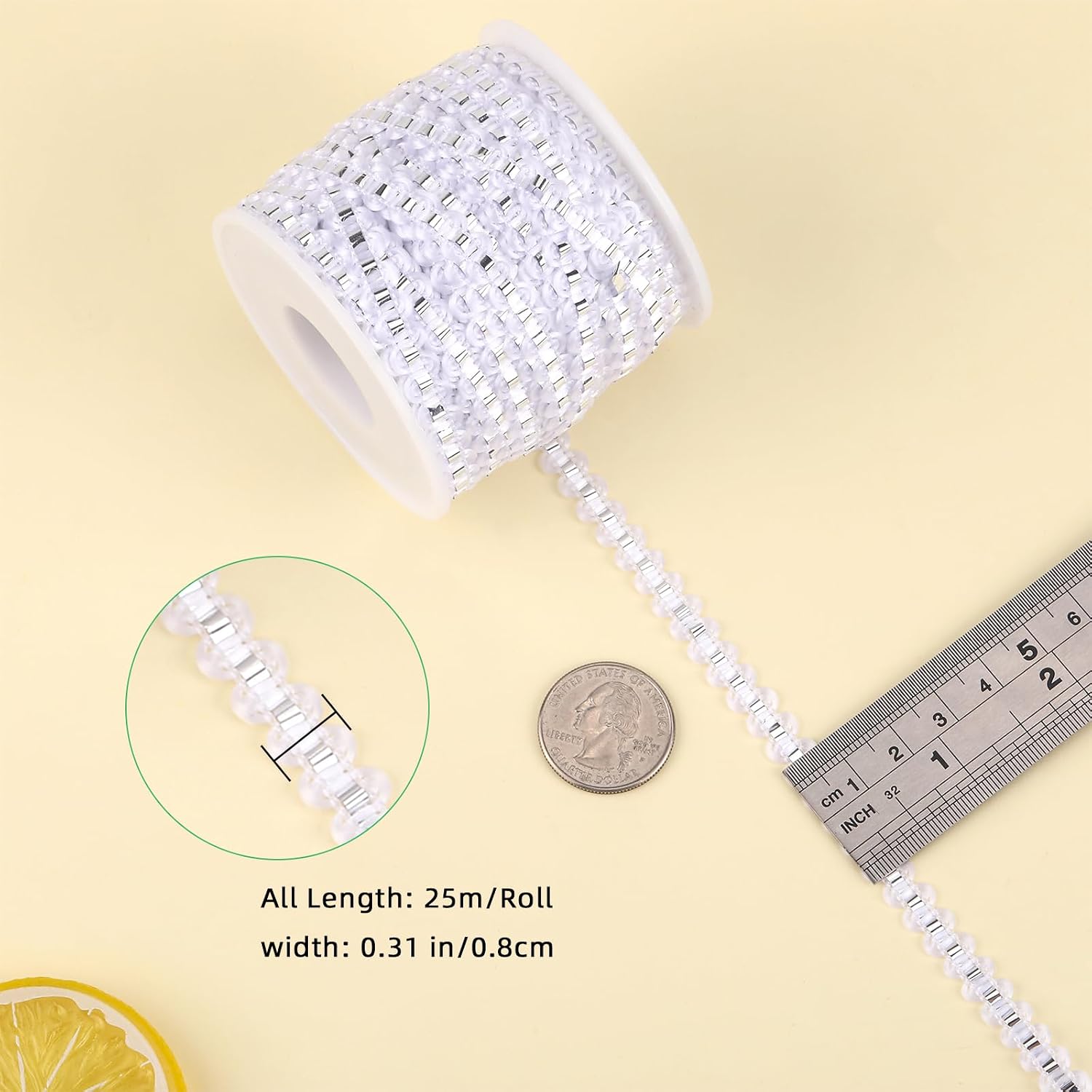 BEEFLYING 27 Yards 8 mm Wave Bending Fringe Trim Ribbon Rick Rack Rickrack Lace Ribbon for Sewing DIY Craft Flower Making Home Party Wedding Decoration, White