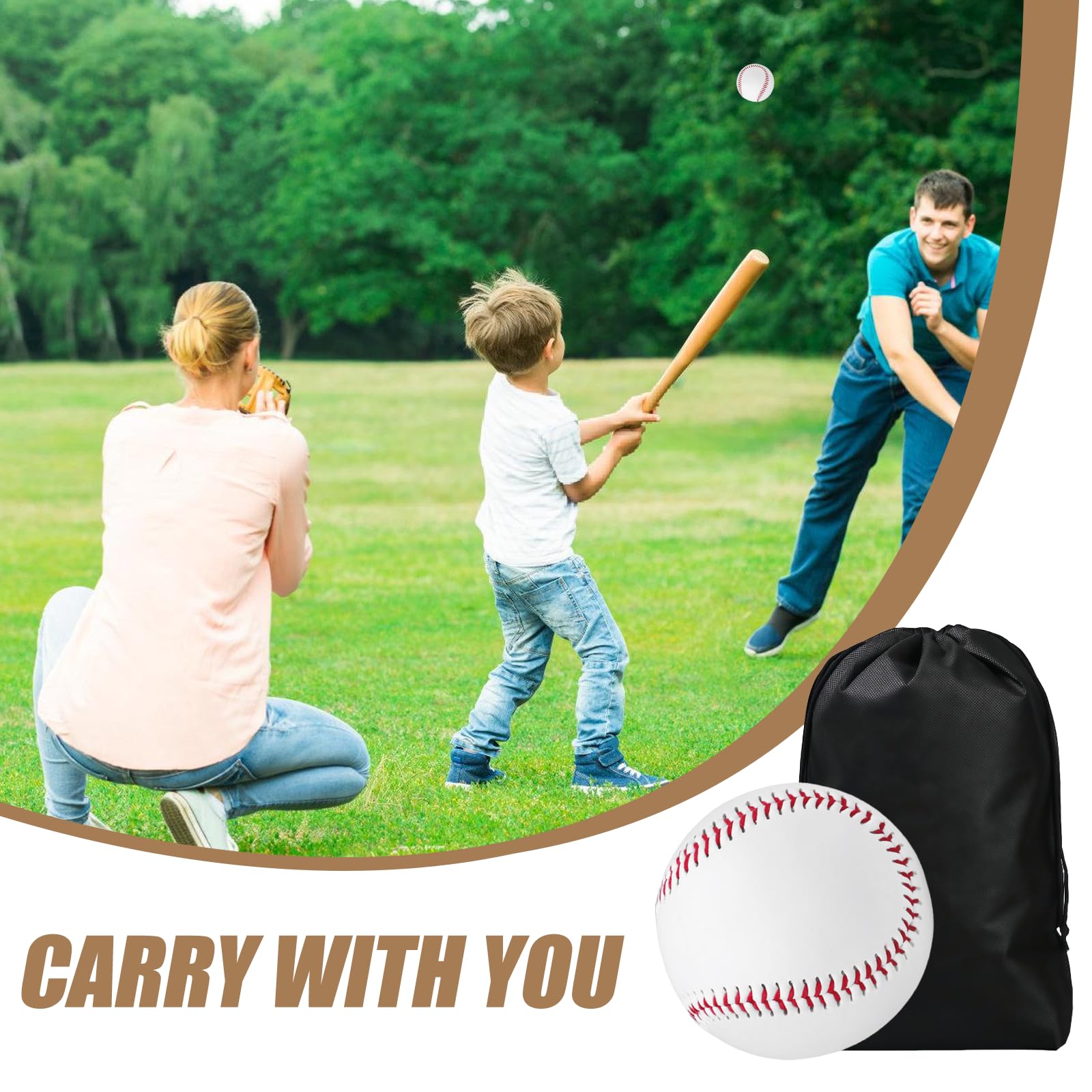 6 palline da baseball professionali: 9 pollici, cucite a mano, in poliuretano, con tasche con coulisse, per allenamento, ragazzi e adulti, palline da baseball di alta qualità per competizione