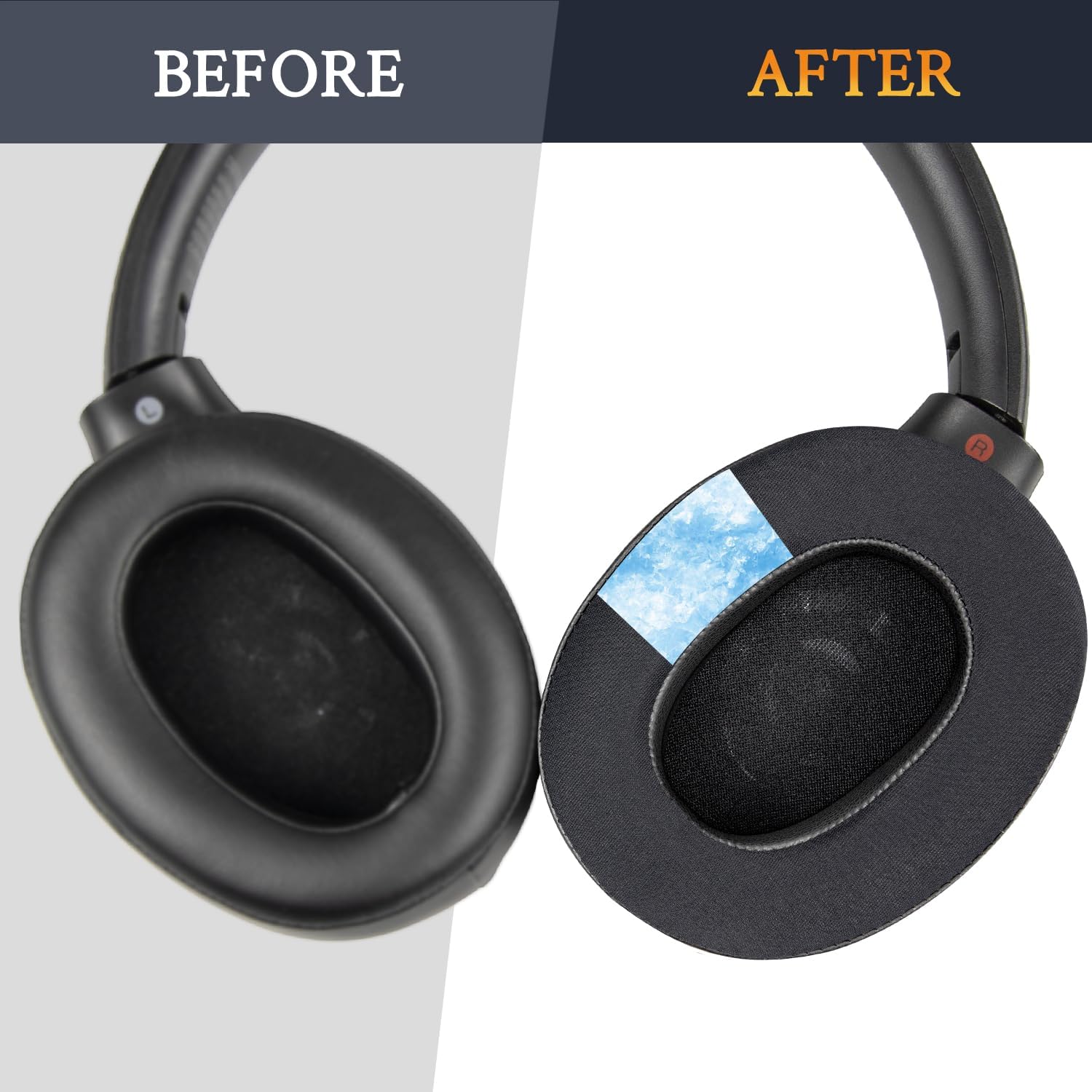 SOULWIT Cooling Earpads for Sony WH-XB900N/WH-CH710N/WH-CH720N/WH-RF400/MDR-RF895RK Headphones, Ear Pads Cushions with High Density Foam - Black
