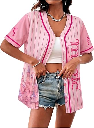 Baseball Shirts for Women Summer Funny Graphic Tees Button Up Jersey | Baseball Jersey Women Family Vacation Graphic Tee Cute Short Sleeve Button Down Tops Baseball Mom Shirt