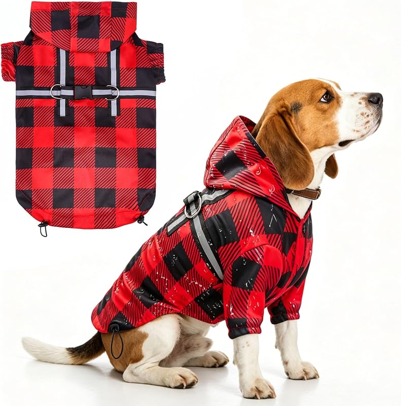 Capa de Chuva Impermeável para Cães com Capuz e Peitoral Integrado BEAUTYZOO – Tamanho Grande