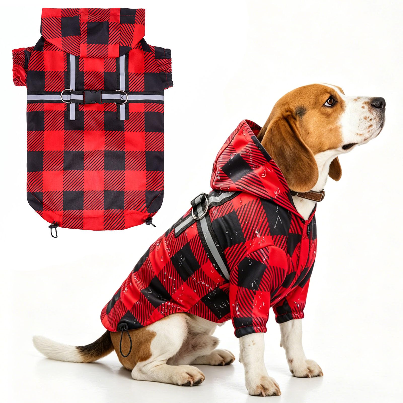 BEAUTYZOO Dog Raincoats for Large Dogs, Waterproof Rain Jacket with Hood