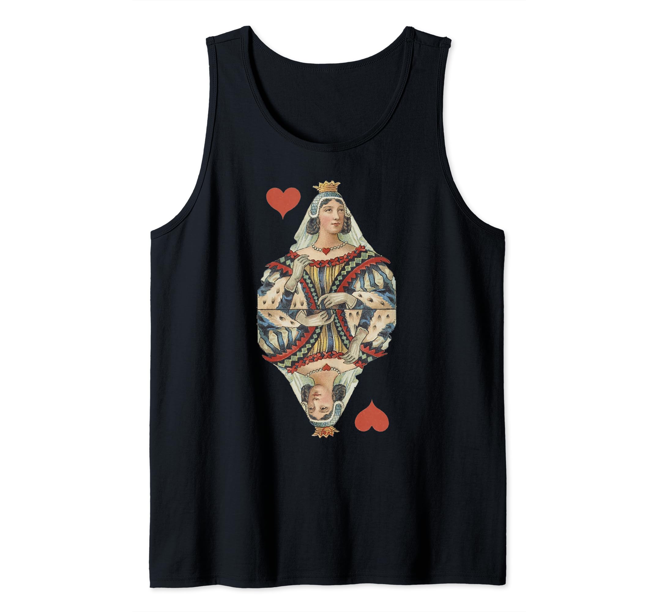 Queen of Hearts French Art Nouveau Deco Painted Playing Card Tank Top