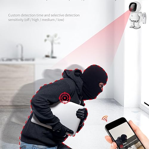 Miniatura 6 de Cámara de vigilancia, Monitor de seguridad 1080P Visión nocturna de 360 grados, Robot detección de movimiento de audio de 2 vías, Monitoreo remoto