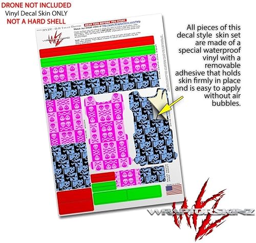 Miniatura 4 de Skin Decal Wrap 2 Pack Compatible with DJI Ryze Tello Skull and Crossbones Pattern Pink Drone NOT Included