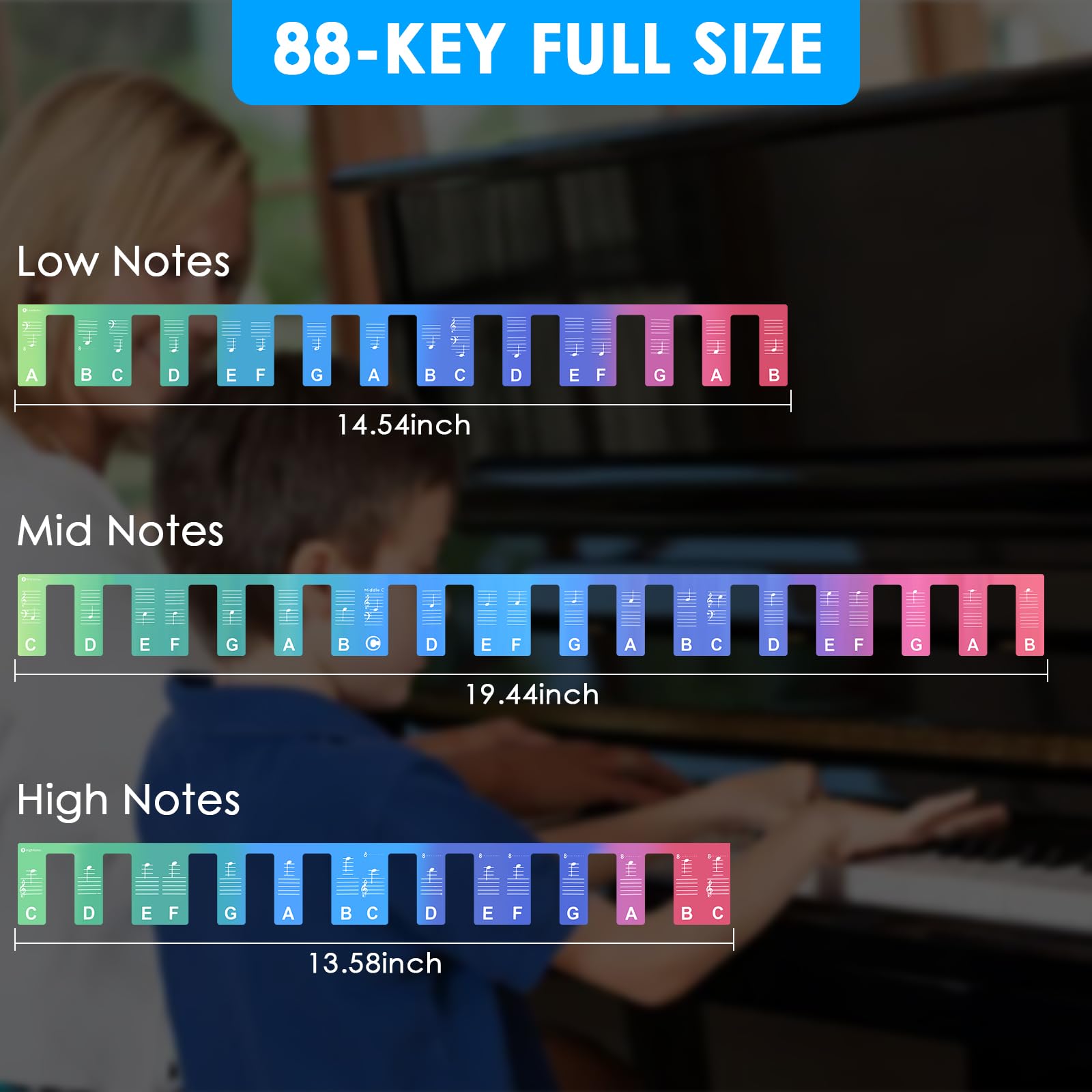 Keyboard Notes Pininterest Snapklik.com : BROTOU Removable Piano Keyboard Stickers, 88/61 Key Full ...