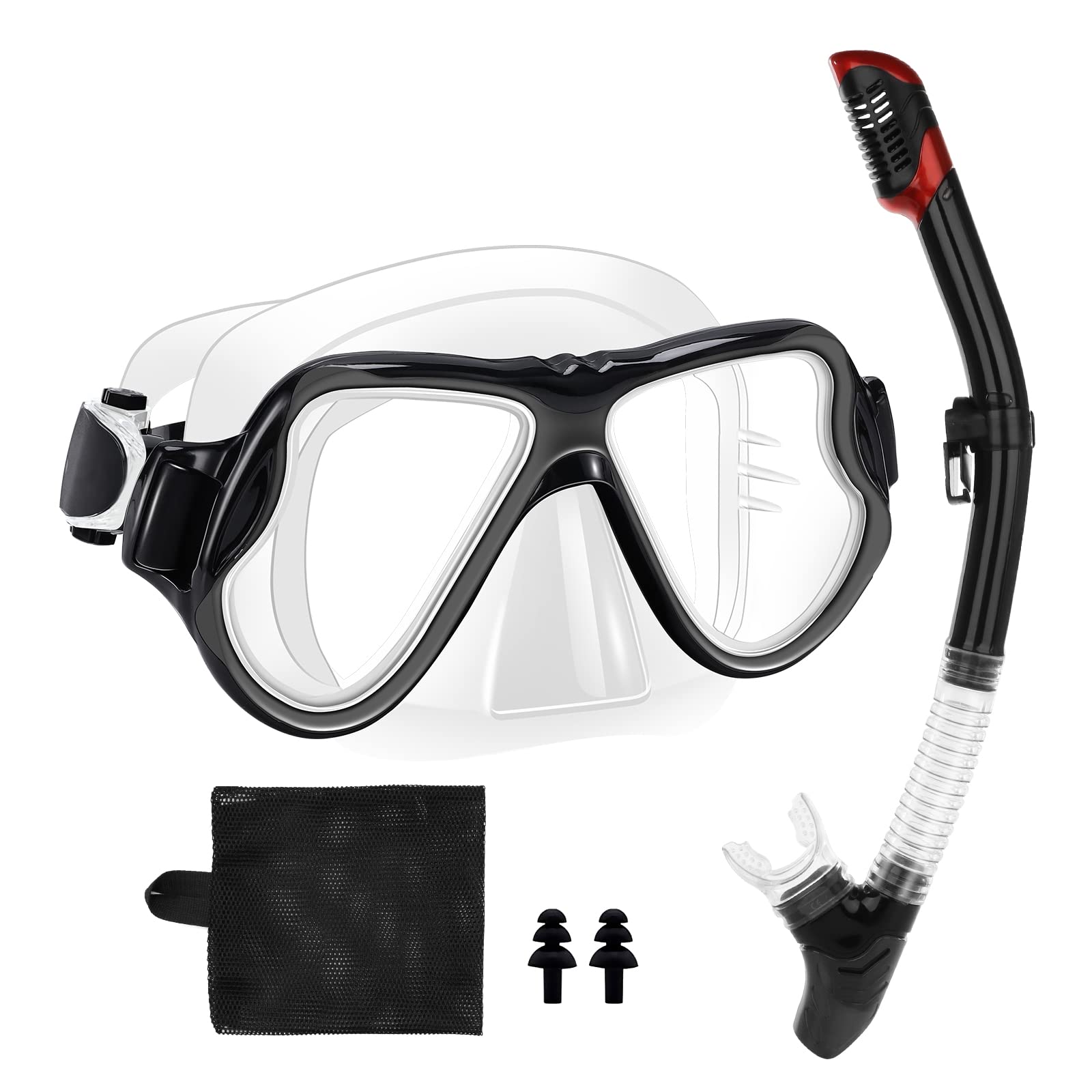 Snorkelfun Dry Snorkeling Gear for Adults, Panoramic Wide View Snorkel ...