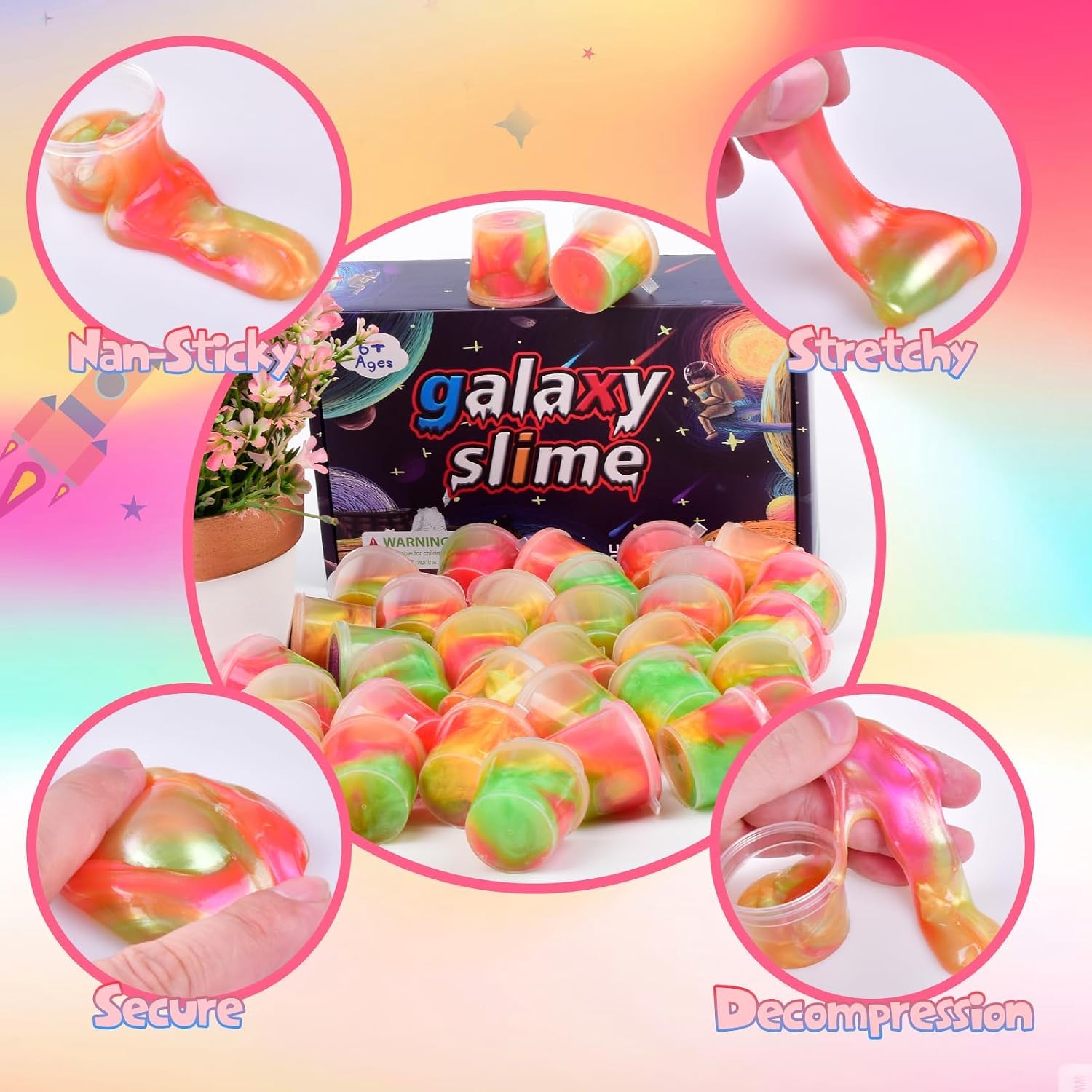 30 Packs Galaxy Slime, Colorful Party Favor for Kids Girls and Boys, Non-Sticky, Stress & Anxiety Relief, Super Soft Sludge Toy, Fun Ideas School Toys image 3