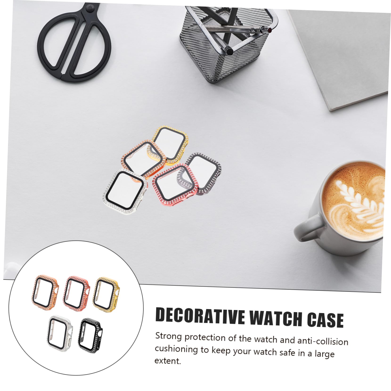 Mikikit 10stücke Teiliges Glitzer-gehäuse Für Smartwatch Mit Gehärtetem Schutzfilm Kompatibel Mit Rosé Roségold Robuster Schutz Installieren Voll Zugänglich Für Funktionen