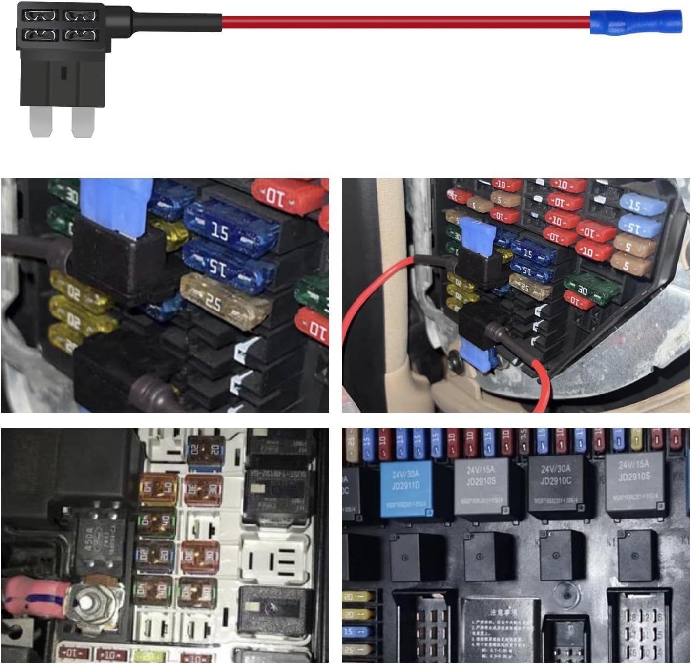 FXC 16 Pack 12V Car Add-a-Circuit Fuse Tap Standard Mini Micro2 Low Profile Taps 4 Types ATO ATC ATM APM Holder for Car Truck Boat