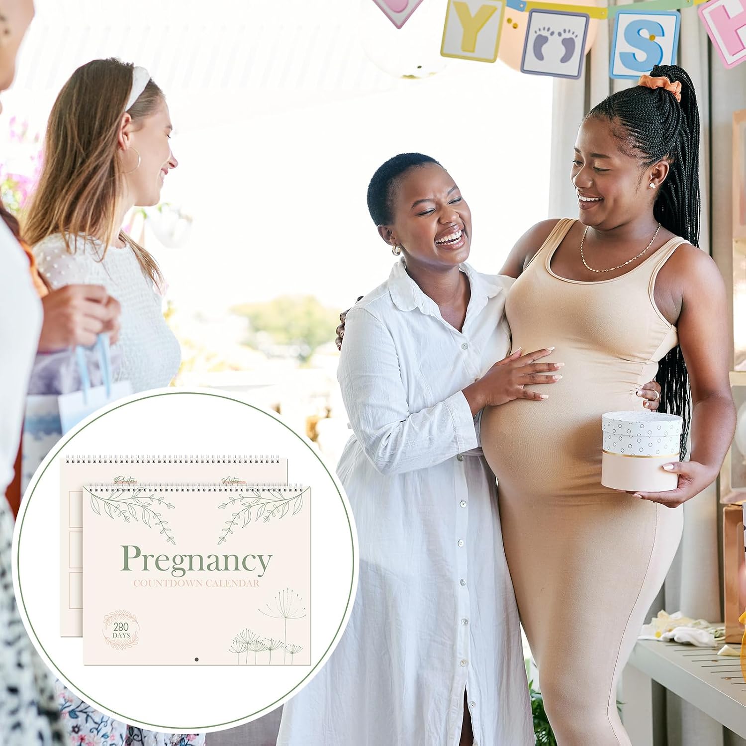 Gueevin Pregnancy Countdown Calendar Milestone Wall Calendar with Planner and Scrapbook Pregnancy Must Haves Pregnant Gifts for Expecting Mom, Baby Growth Tracker, First Time Mom Essentials