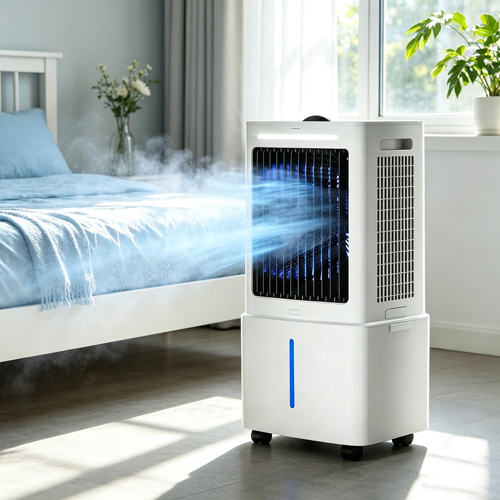Portable Air Conditioners, 3 IN 1 Evaporative Air Cooler with 2 Ice Packs, 25L Tank, 3 Speeds, 3 Modes, Remote & 12H Timer, Oscillating Swamp Coolers for Large Room, Home Office, Bedroom
