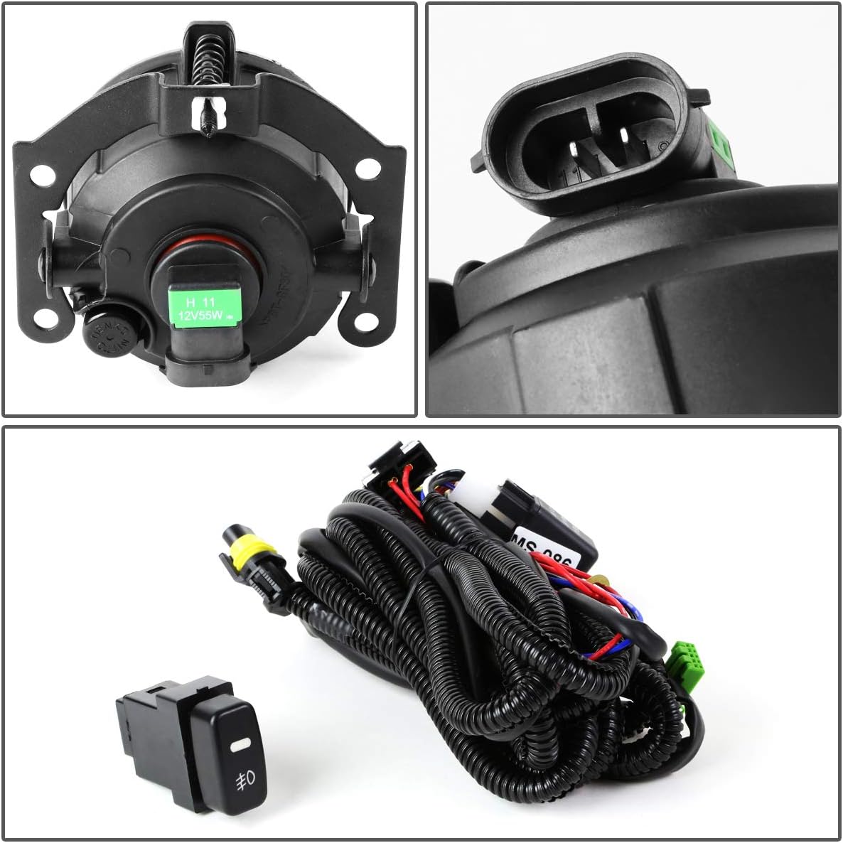 DNA MOTORING FL-ZTL-178-CH Assembly Fog Light Driver & Passenger Side Enhance visibility [Compatible with 10-15 Mitsubishi Outlander / 11-15 RVR