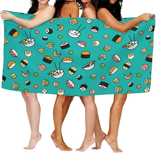 Miniatura 8 de Pevtufa Toalla de playa, toallas de playa de algodón de sushi (3) toallas de playa de gran tamaño, toallas de playa de gran tamaño, suaves y