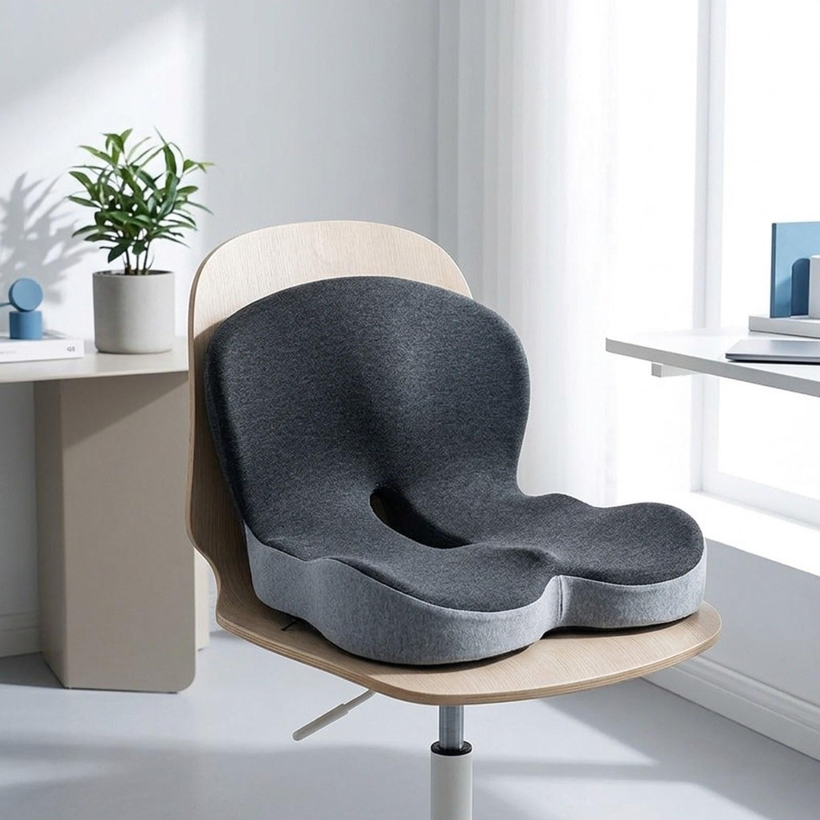 Cuscino Seduta Memory Foam Cuscino Ergonomico Schienale Pad Antiscivolo Copertura Lavabile Traspirante Adatto per Studio Lavoratori, Grigio Scuro Grigio Scuro