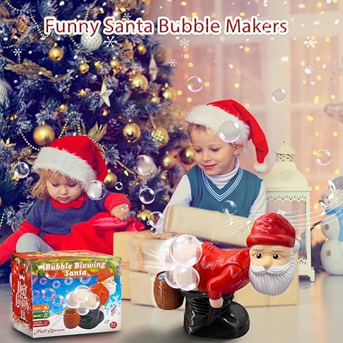 Miniatura 3 de Soplador de burbujas de Papá Noel, juguete automático de burbujas con música y luces, divertido soplado de burbujas de Papá Noel para niños, Papá