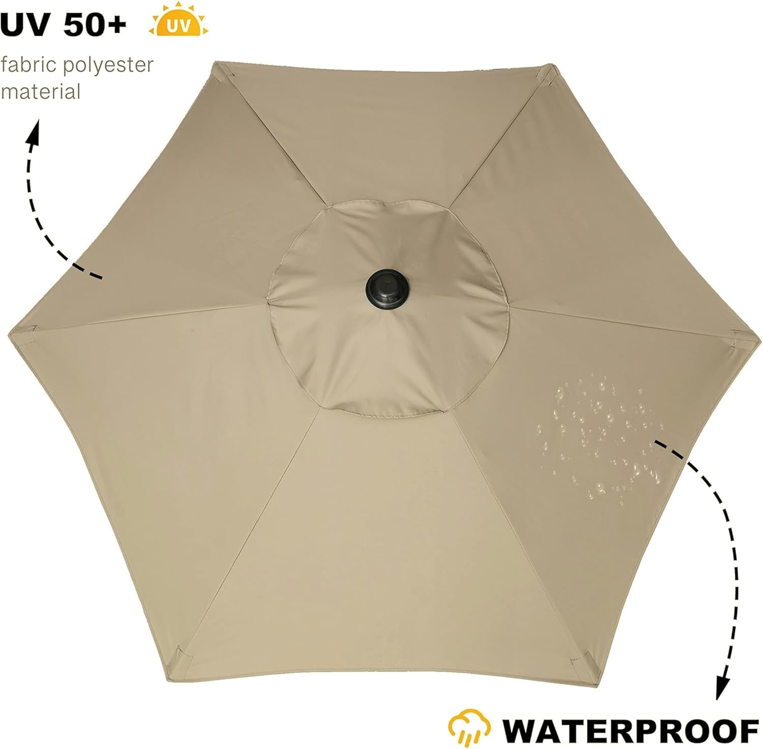 ammsun 5.8ft patio umbrella outdoor table umbrellas with push button tilt, upf50+ premium steel pole and ribs for deck, lawn, garden, backyard & pool (tan)