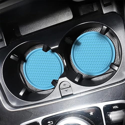 Miniatura 6 de BELOMI Portavasos para automóvil, paquete de 4 posavasos antideslizantes de inserción automática, 2.75 pulgadas, de silicona, impermeable, tapete