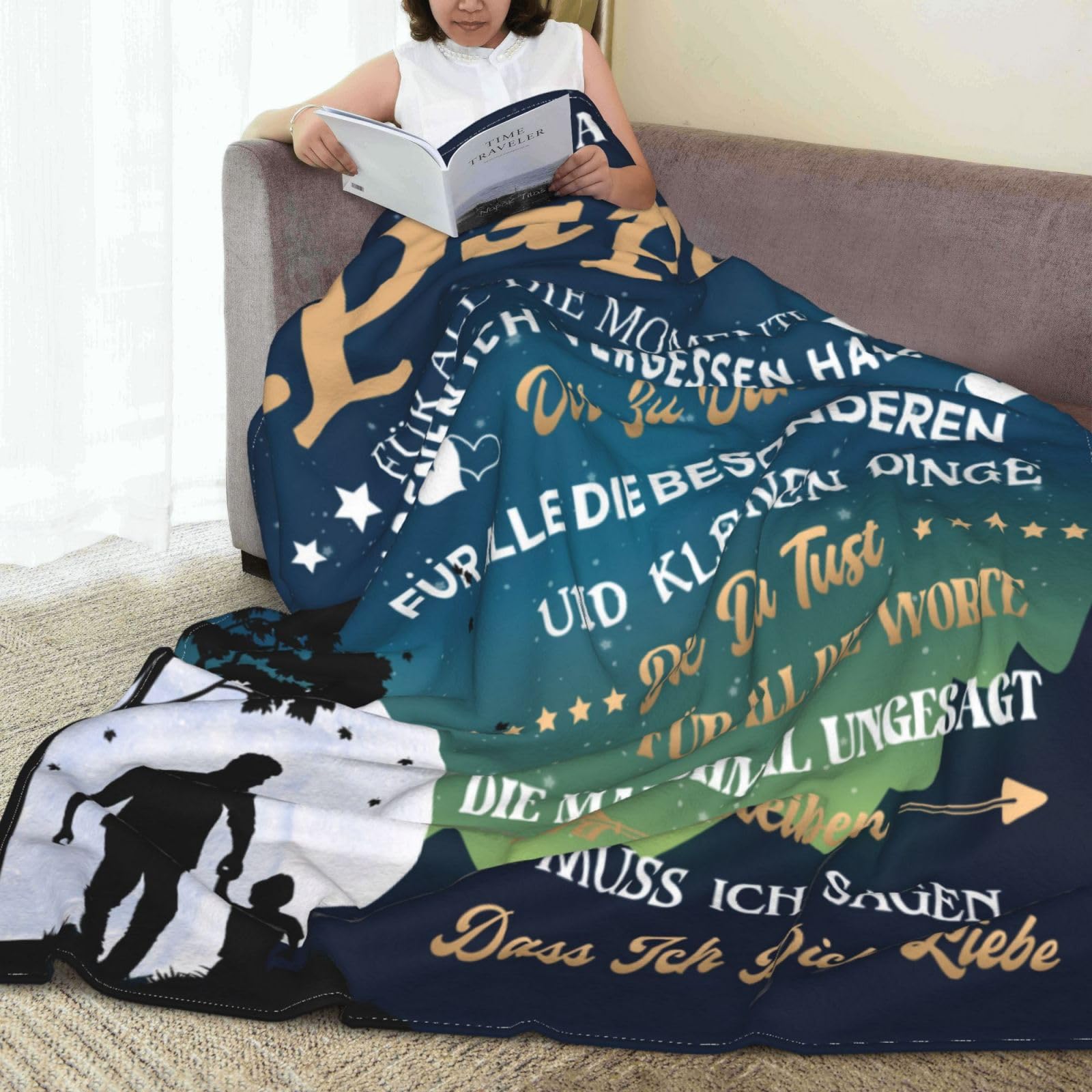 Afterprints Kuscheldecke Für Väter – 127 X 152 Cm, Mit Liebevollem Bären-Design, Aus Polyester
