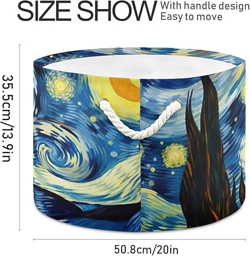 Vista 2 de xigua Cesta de cuerda de algodón Van Gogh The Starry Night Art Baby Laundry Basket Manta Kids Toy Storage Basket #87